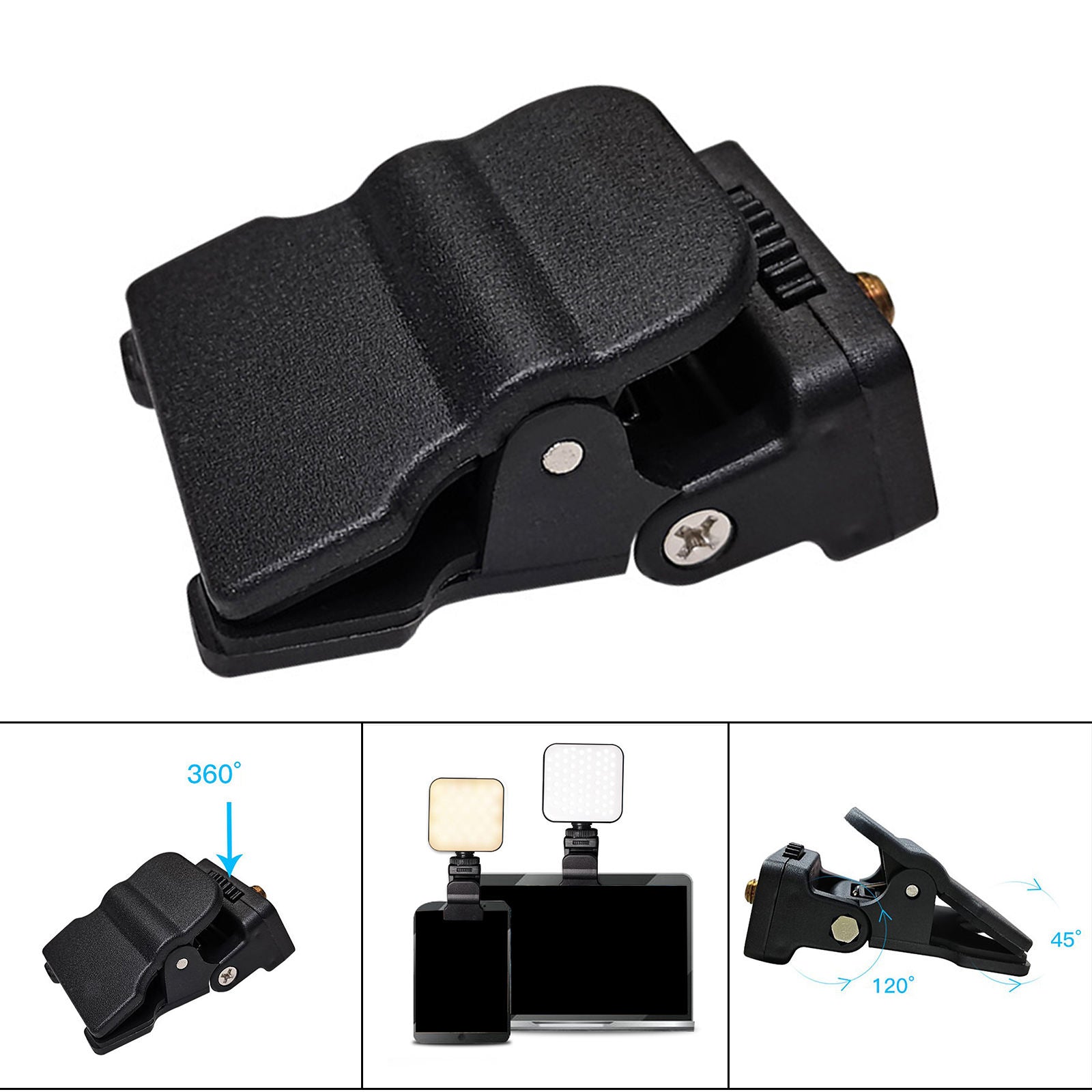 Fill Light Lamp Clip Adapter Clip On Gimbal Clamp for Selfie Stabilizer