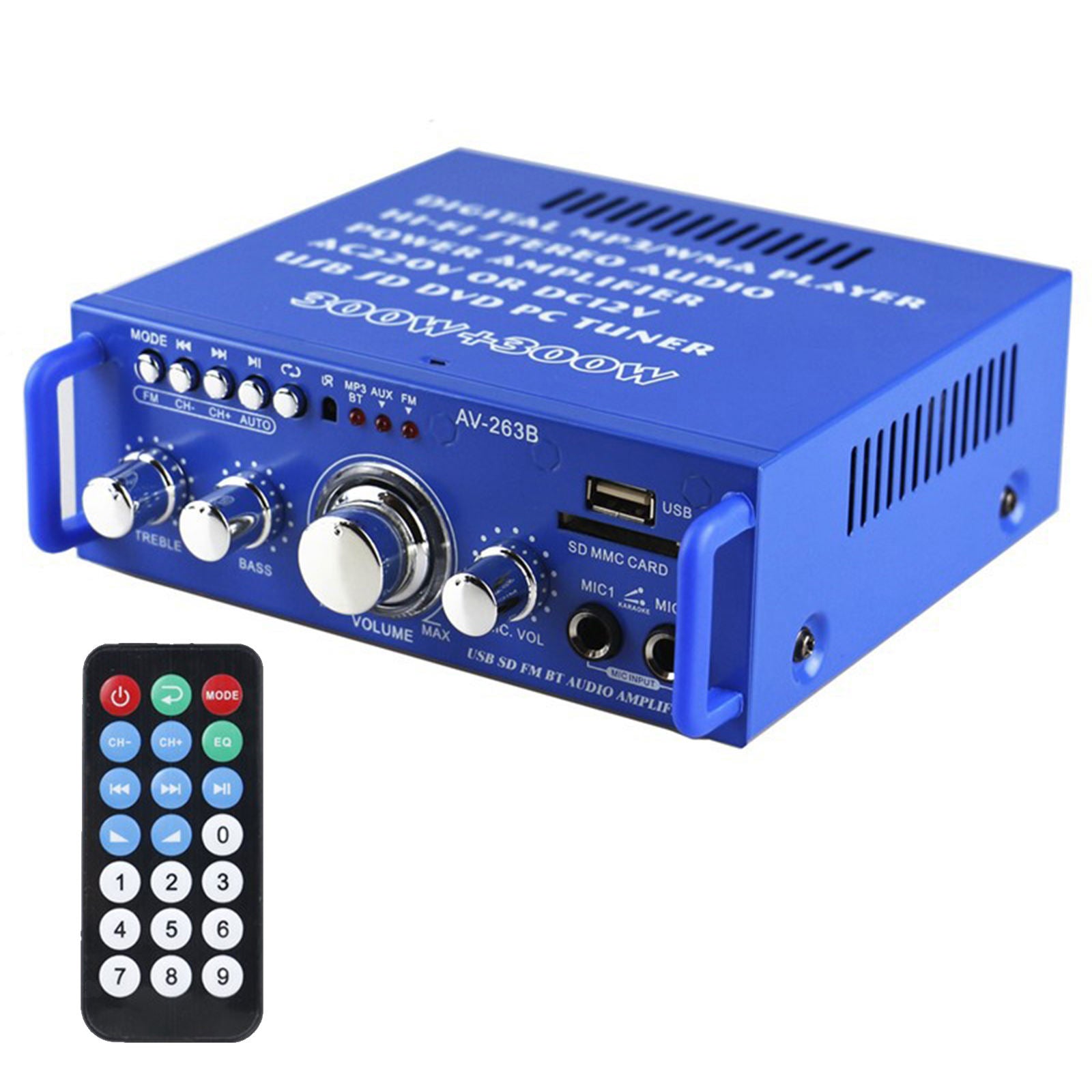 12V Dual Channel Bluetooth 5.0 Audio Amplifier Stereo Amp SD Card U Disk FM