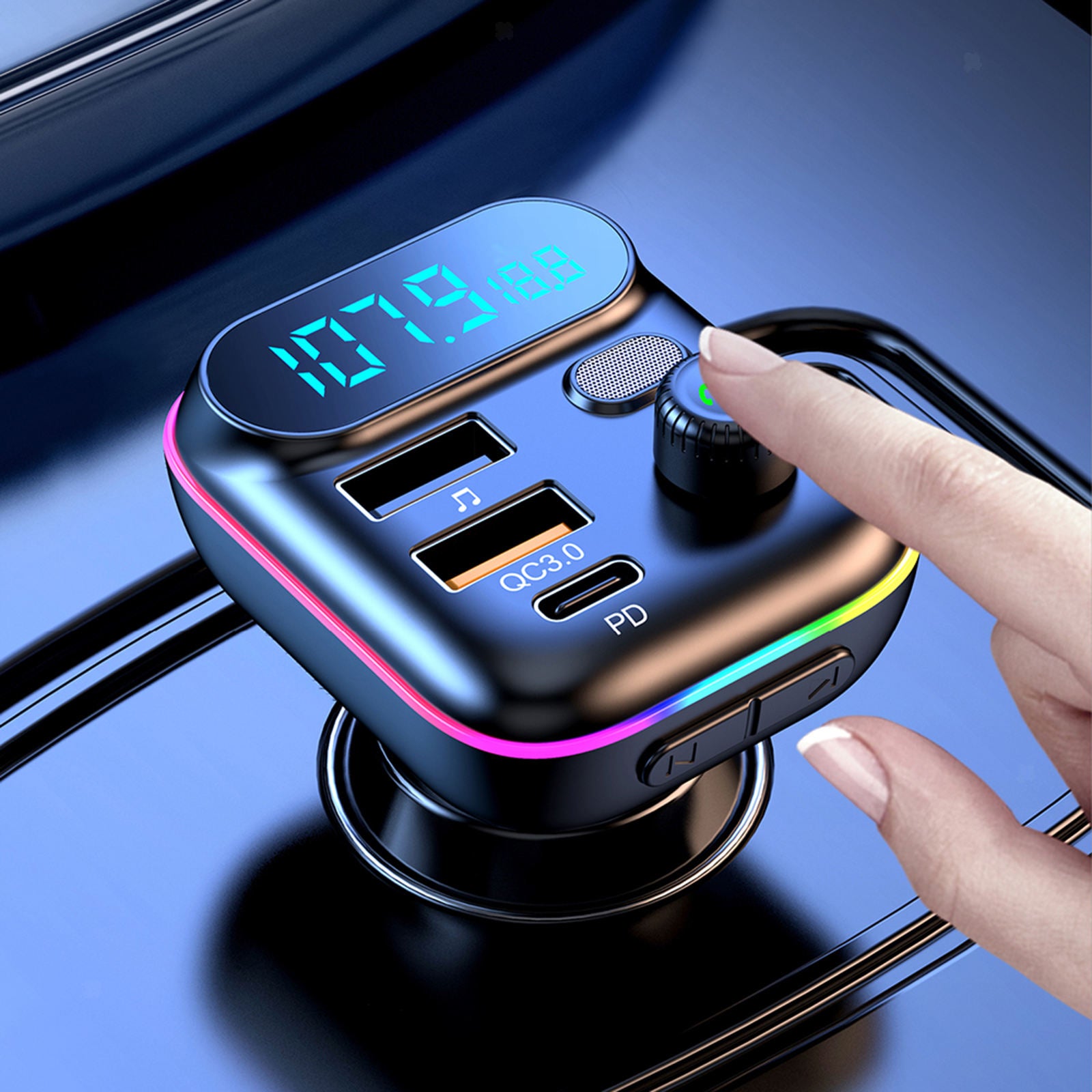 Car FM Transmitter USB QC3.0 MP3 Player Audio Adapter U Disk Playback