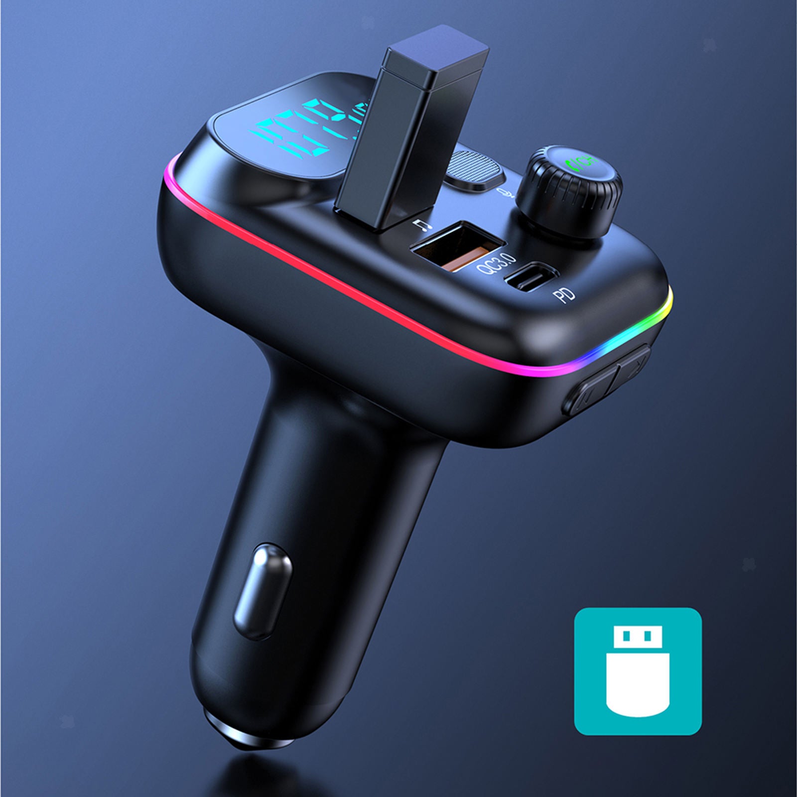 Car FM Transmitter USB QC3.0 MP3 Player Audio Adapter U Disk Playback