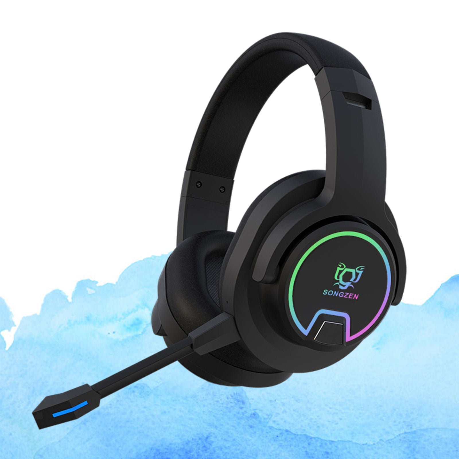 RGB Over Ear Wireless Bluetooth Gaming Headset with MIC Headphone for Gamer