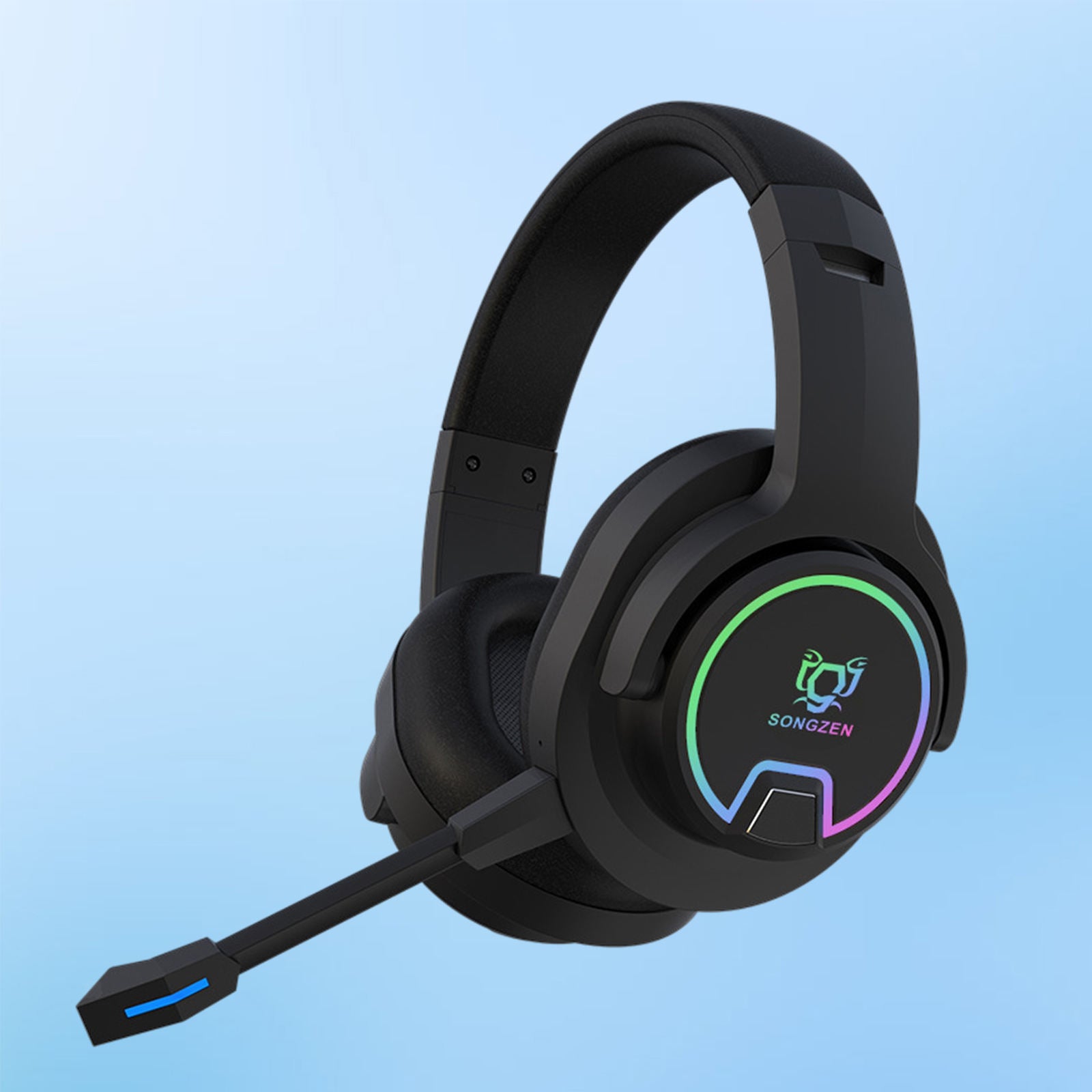 RGB Over Ear Wireless Bluetooth Gaming Headset with MIC Headphone for Gamer