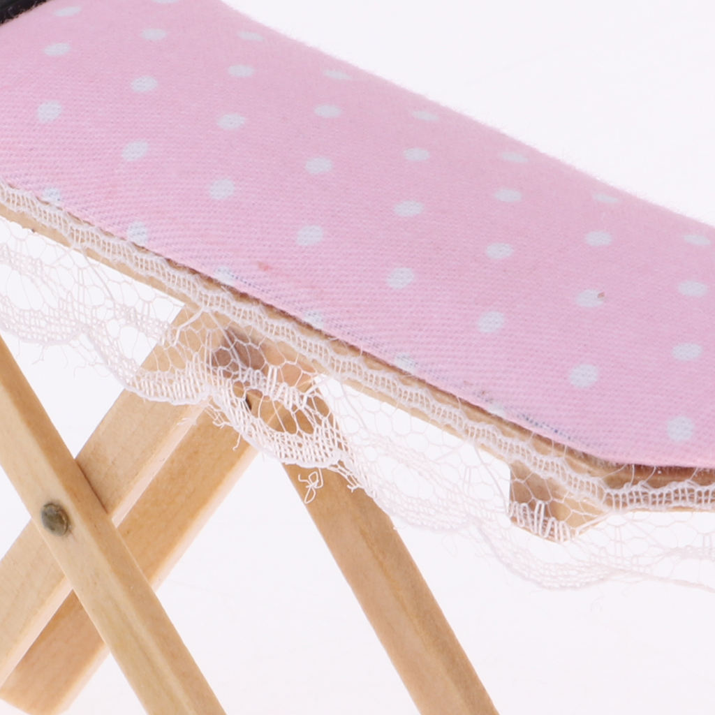 1/12 1/24Vintage Laundry Furniture Pink Ironing Board with Iron Accessories