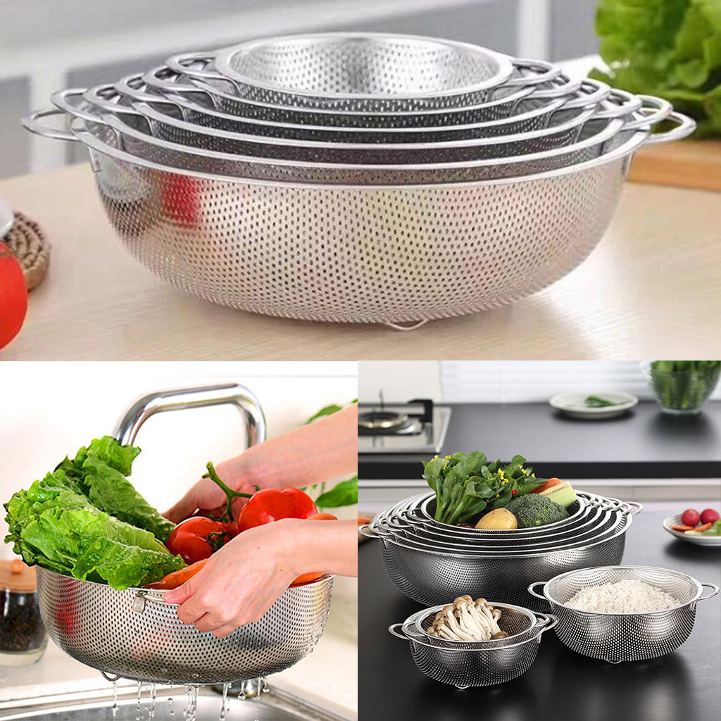 Stainless Steel Fruit Vegetable Strainer Colander Kitchen Supplies 16.5cm