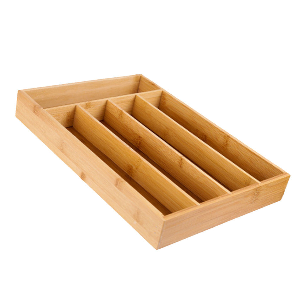 Home Office Bamboo Organizer Cutlery Tray Drawer Shelf Utensils Storage Holder