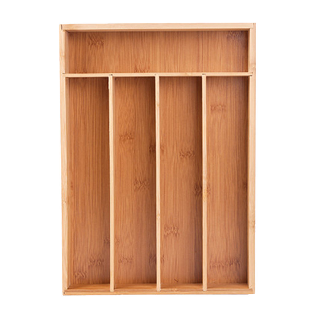 Home Office Bamboo Organizer Cutlery Tray Drawer Shelf Utensils Storage Holder