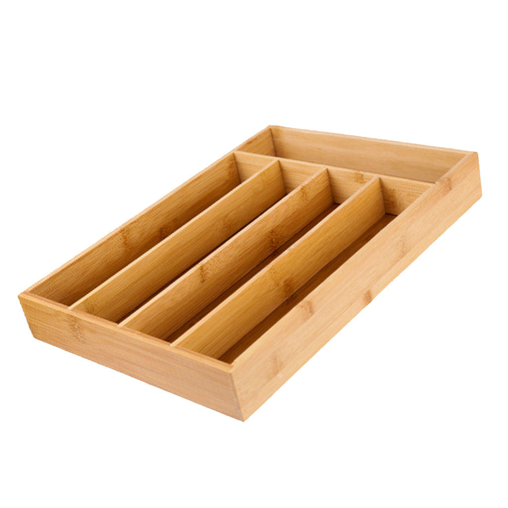 Home Office Bamboo Organizer Cutlery Tray Drawer Shelf Utensils Storage Holder