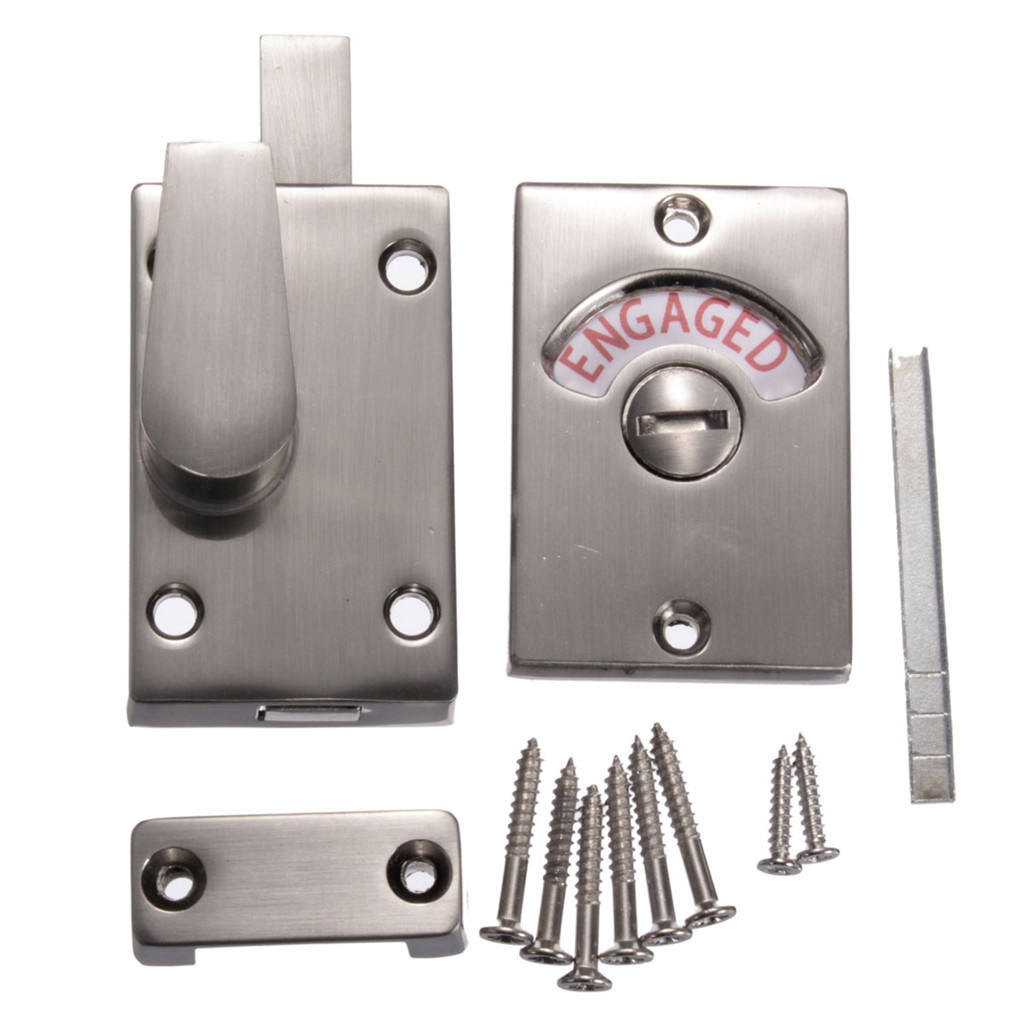 Stainless Bathroom Toilet Privacy Bolt Door Lock Indicator Vacant Engaged