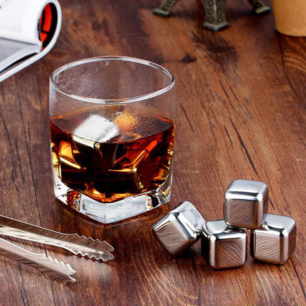 8x Stainless Steel Ice Cubes Ice   Stones for Vodka Wine Beverage