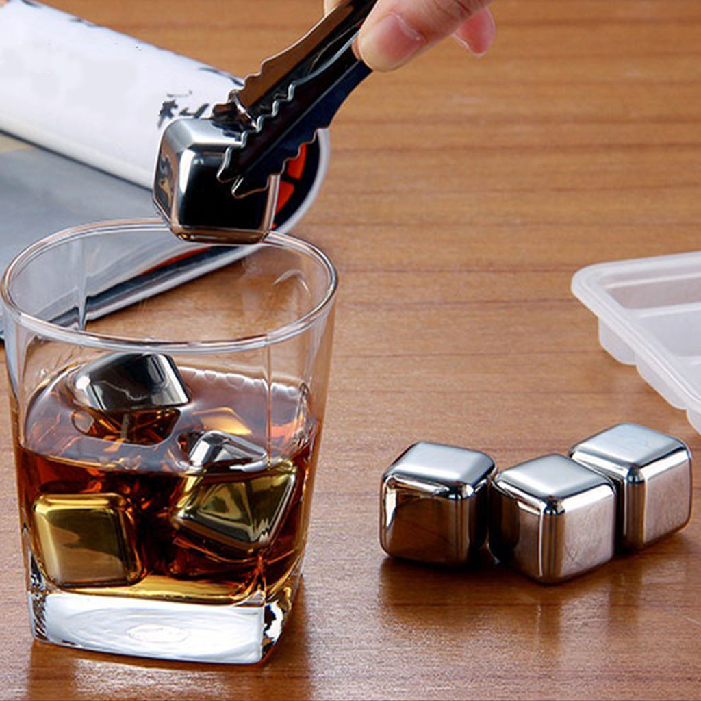 8x Stainless Steel Ice Cubes Ice   Stones for Vodka Wine Beverage