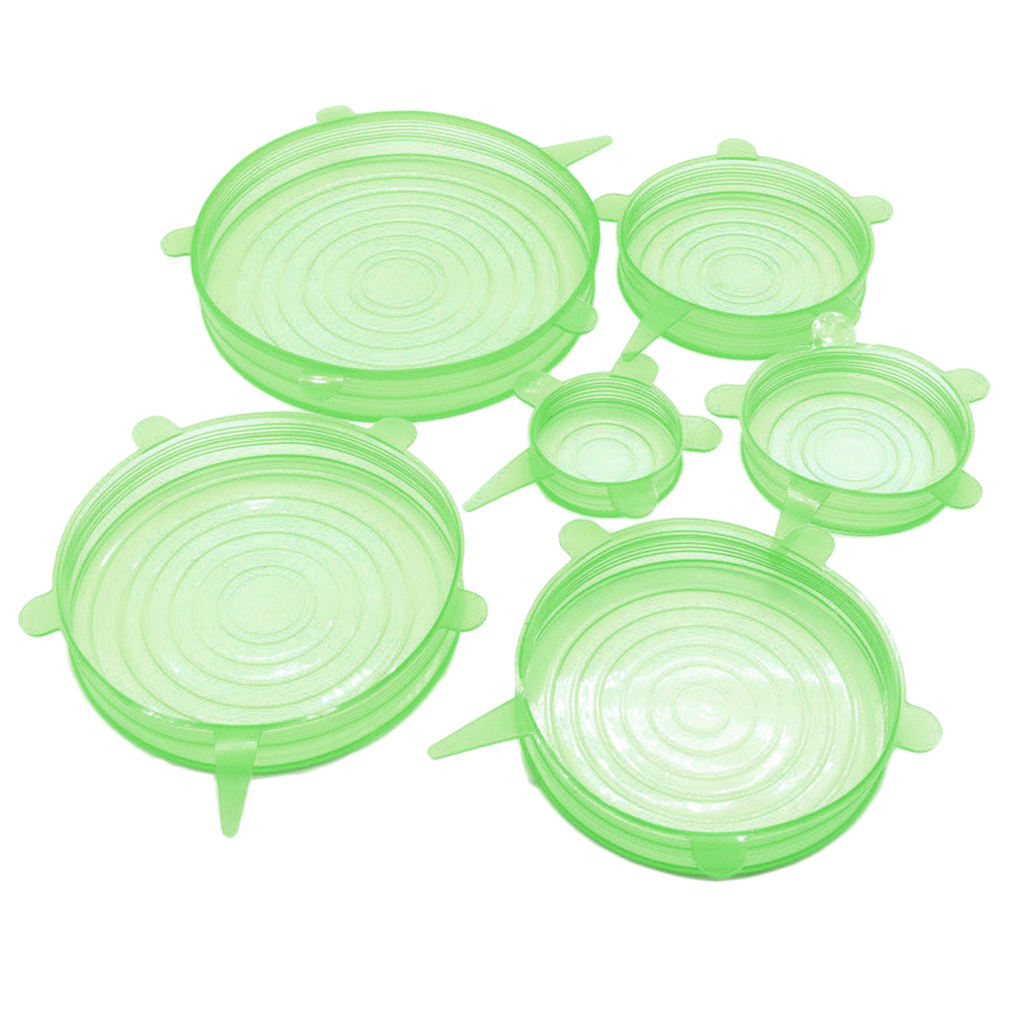 6pcs SAFETY Silicone Stretch Round Seal Lids Cup Bowl Covers Fresh-Care