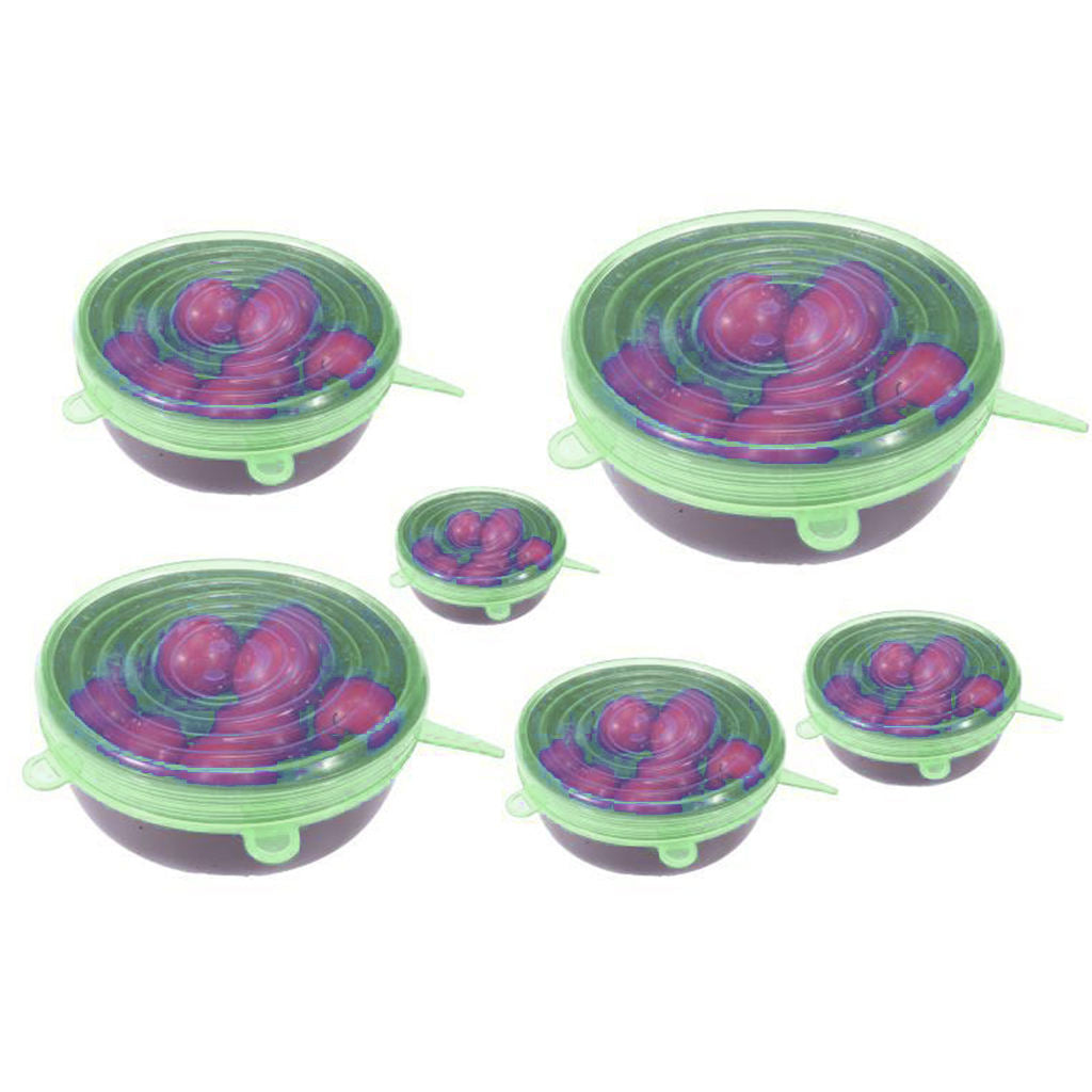 6pcs SAFETY Silicone Stretch Round Seal Lids Cup Bowl Covers Fresh-Care