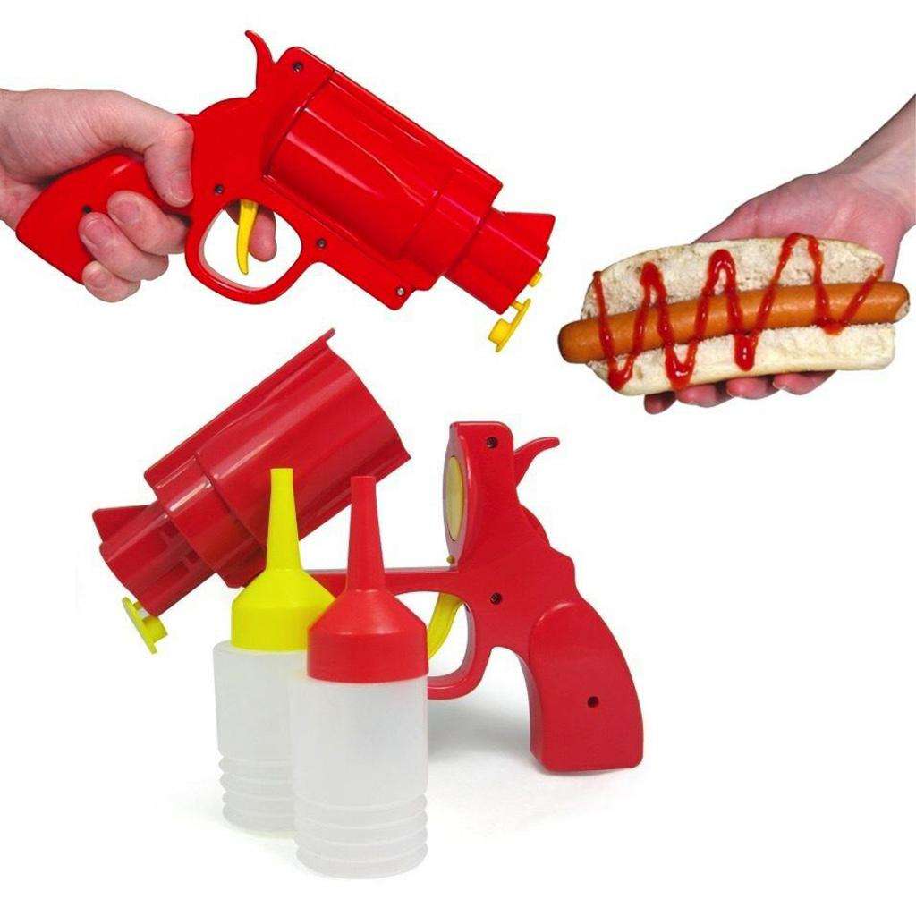 Novelty Red Condiment Dispenser Bottle Condiment Gun Condiments Container