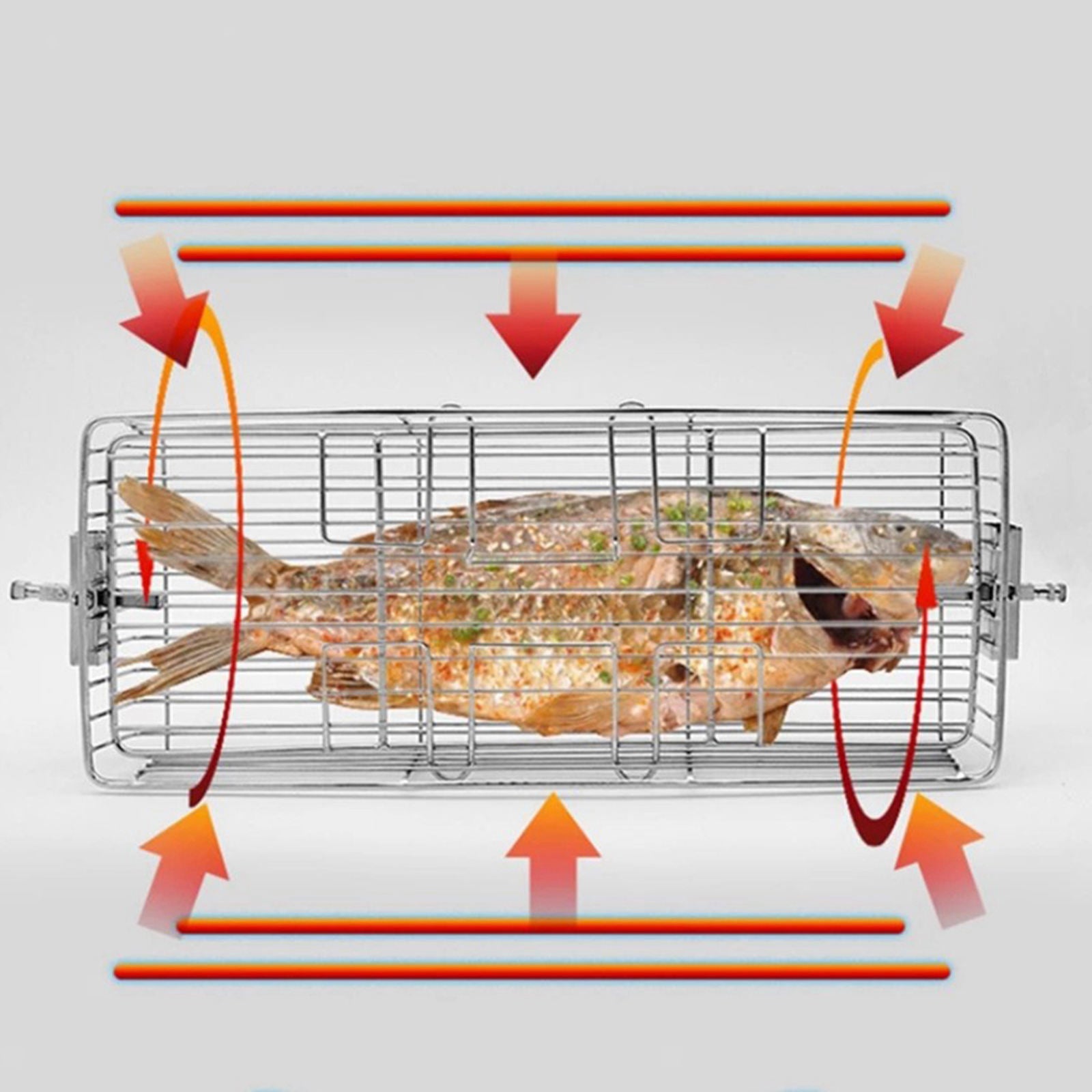Stainless Steel Grill Basket BBQ Rotary Oven Cage Rack Small for 25-30L Oven