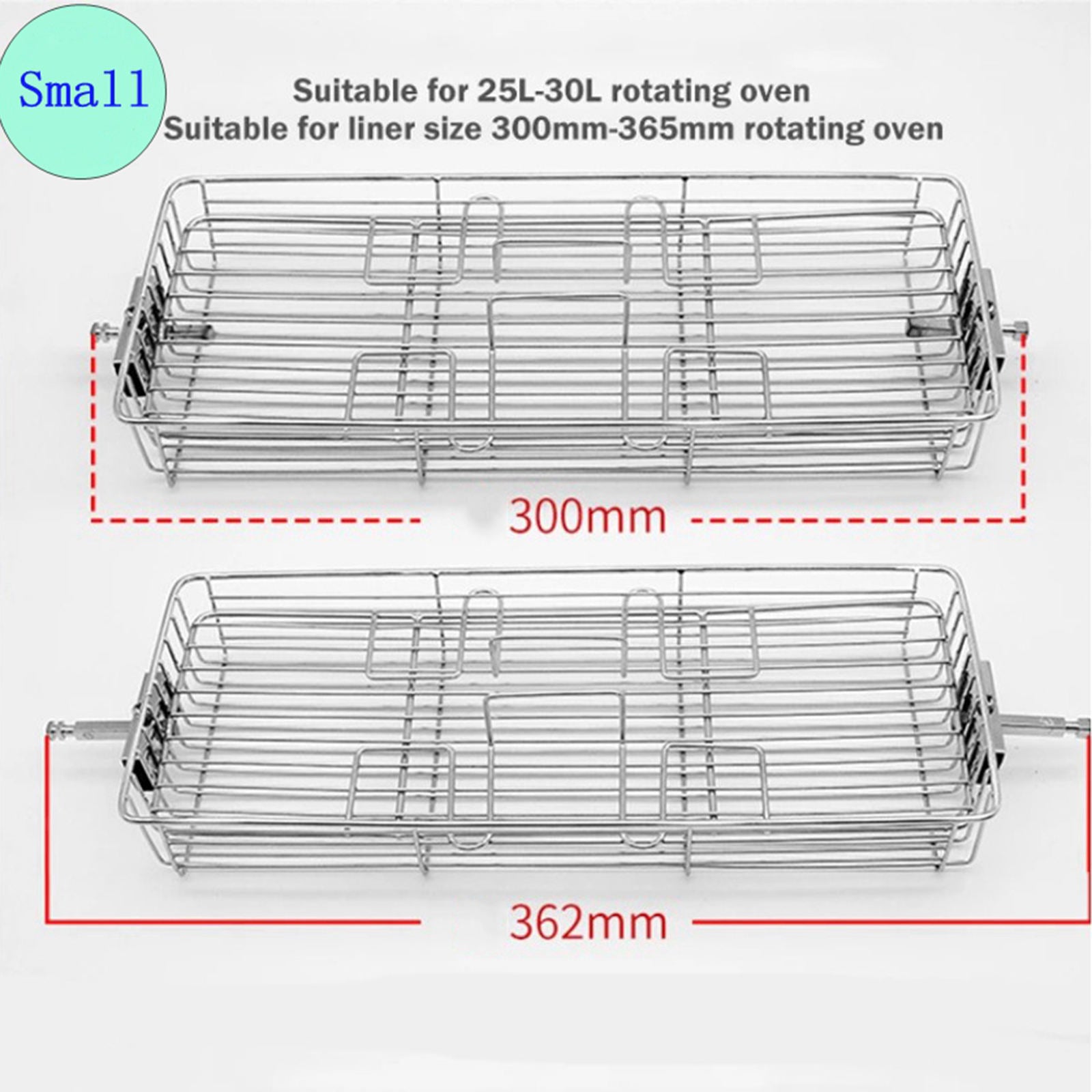 Stainless Steel Grill Basket BBQ Rotary Oven Cage Rack Small for 25-30L Oven