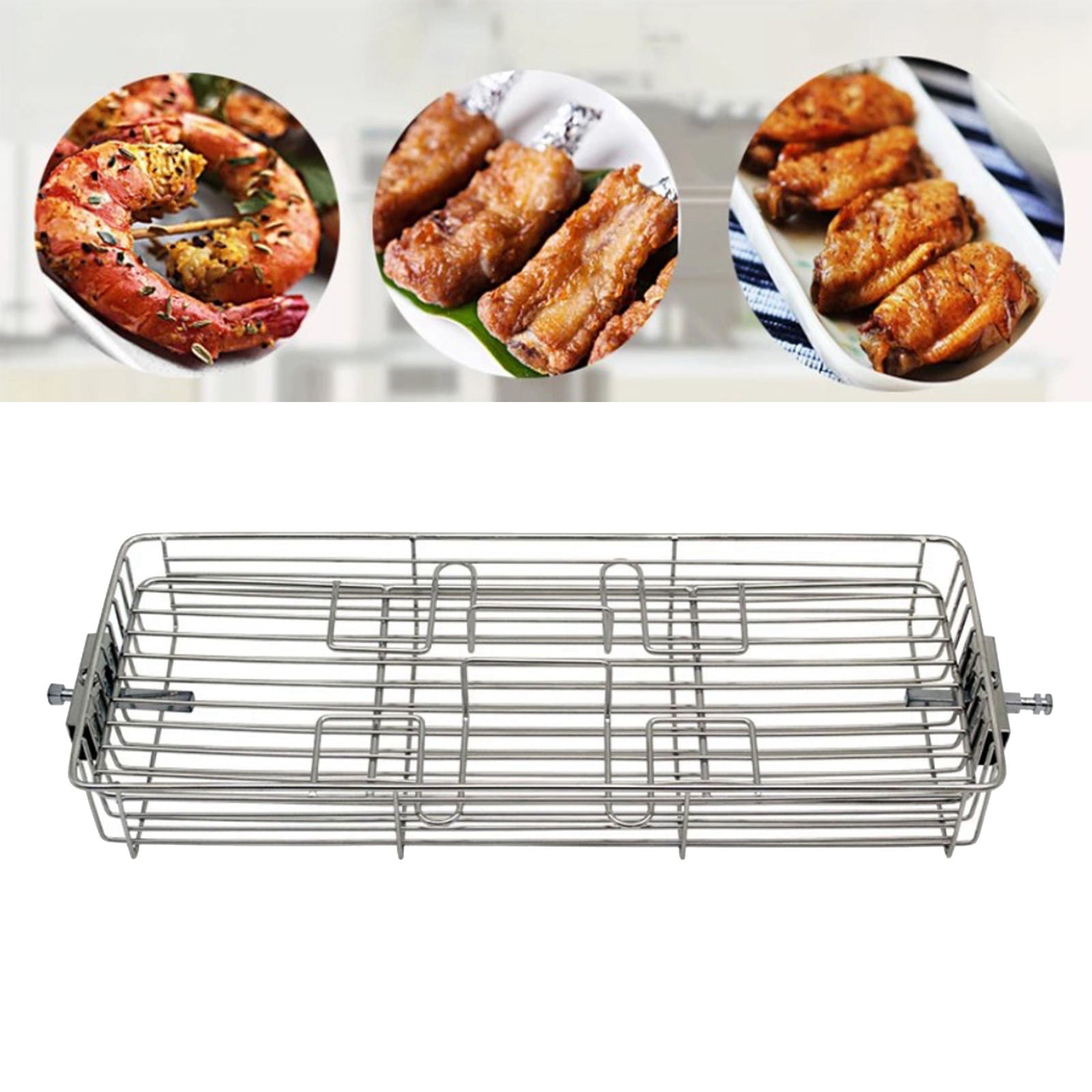 Stainless Steel Grill Basket BBQ Rotary Oven Cage Rack Small for 25-30L Oven