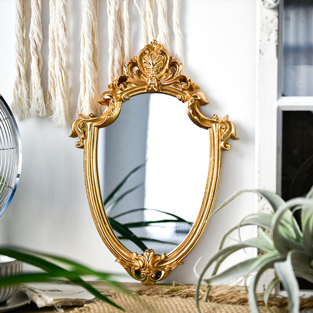 Relief Retro Hanging Makeup Mirror Bathroom Table Decor Decor Photo Props Woman