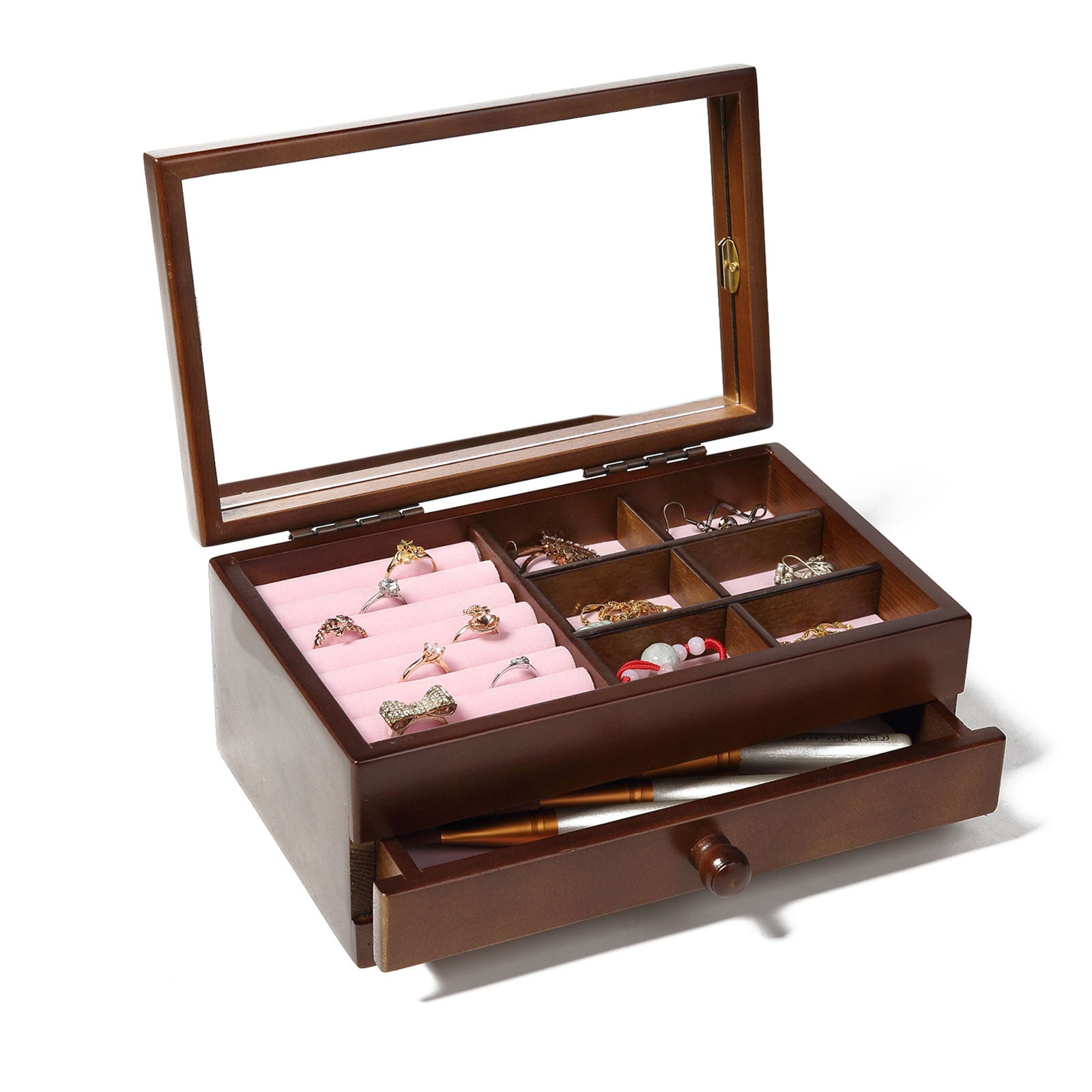 Jewelry Collection Box Watches Earrings Organizer Women Gift 23.4x14.5x10cm