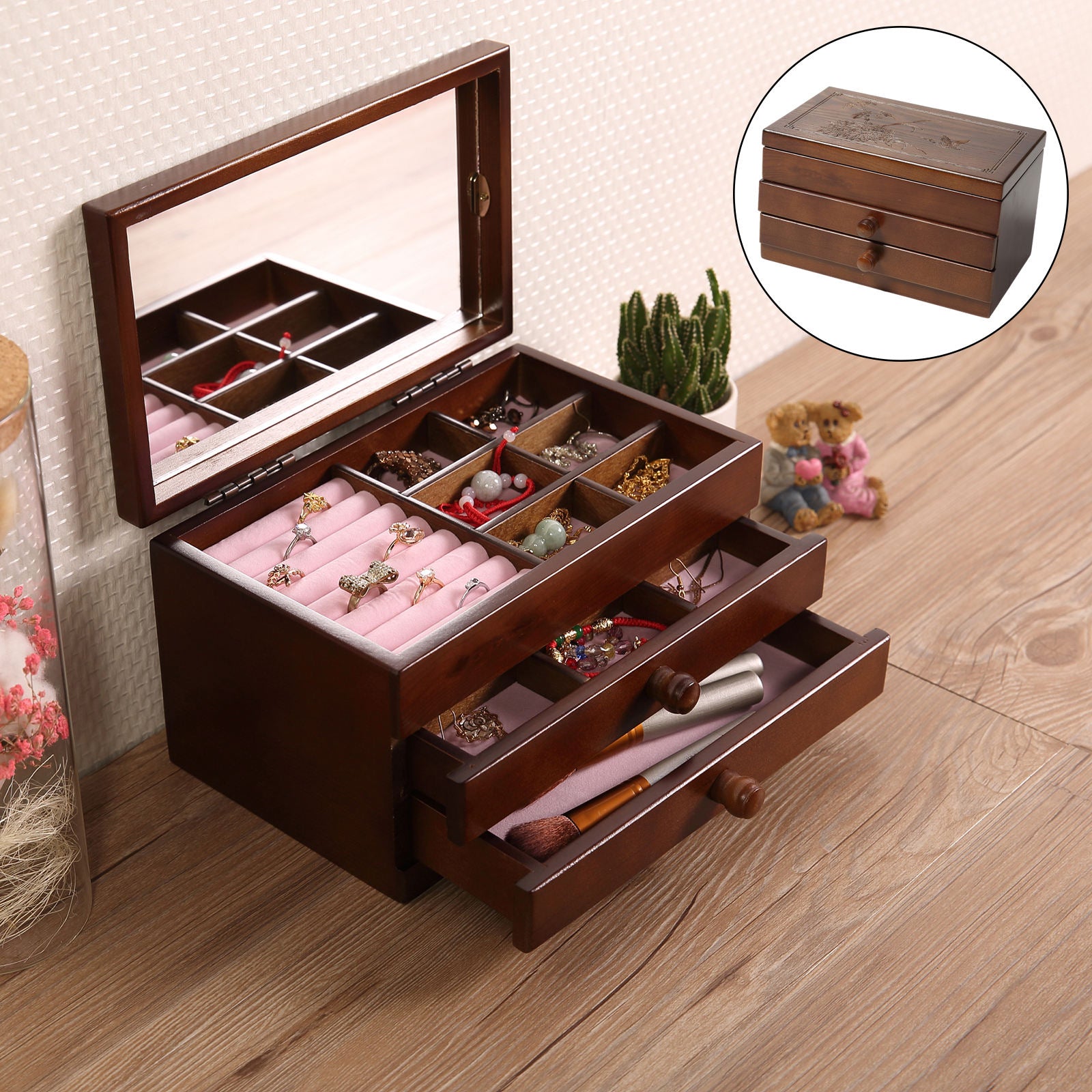 Jewelry Collection Box Earrings Organizer Case with Soft Lining Women Gift