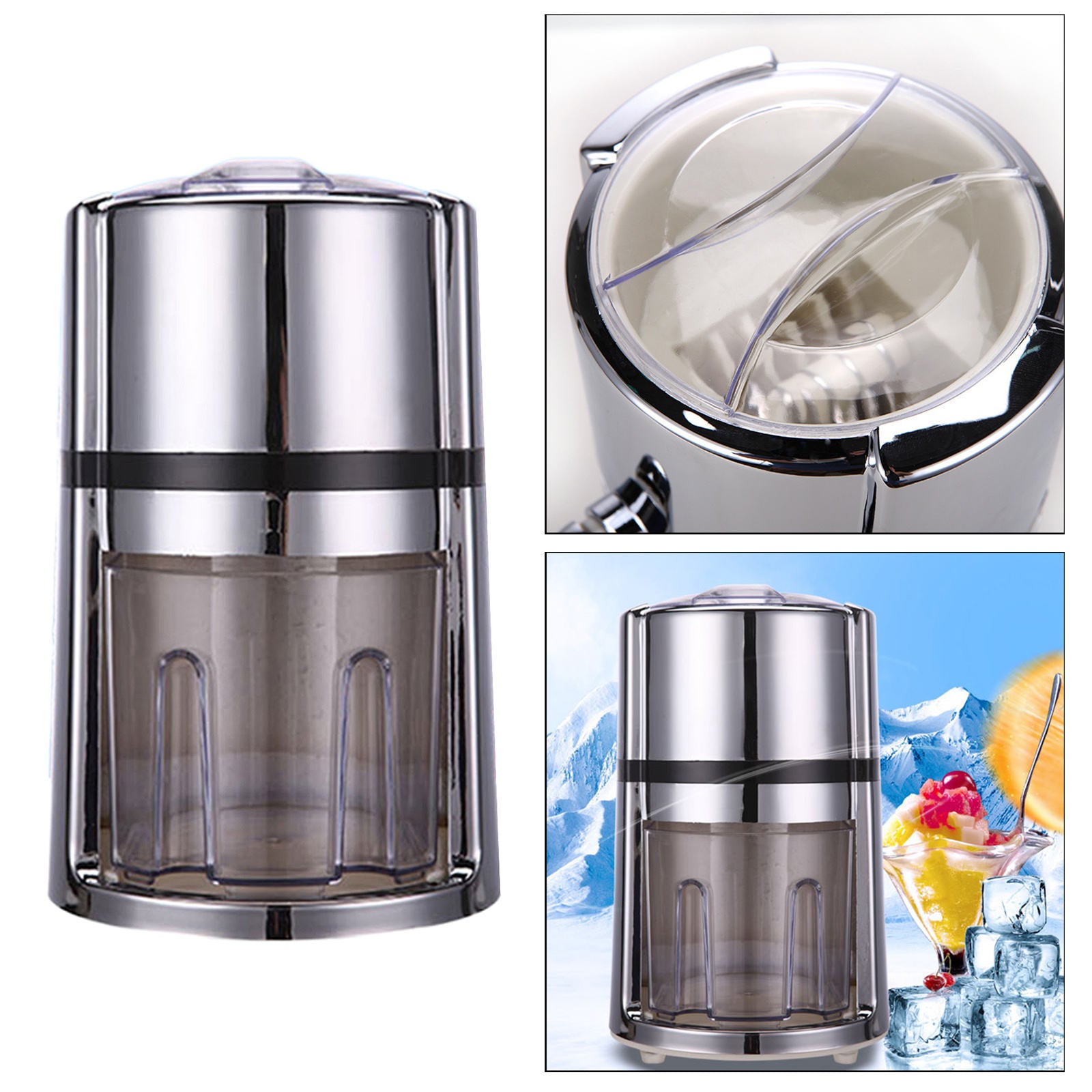 Manual Ice Crusher Shaver Machine Mini DIY Snow Cone BPA Free Store Cafe