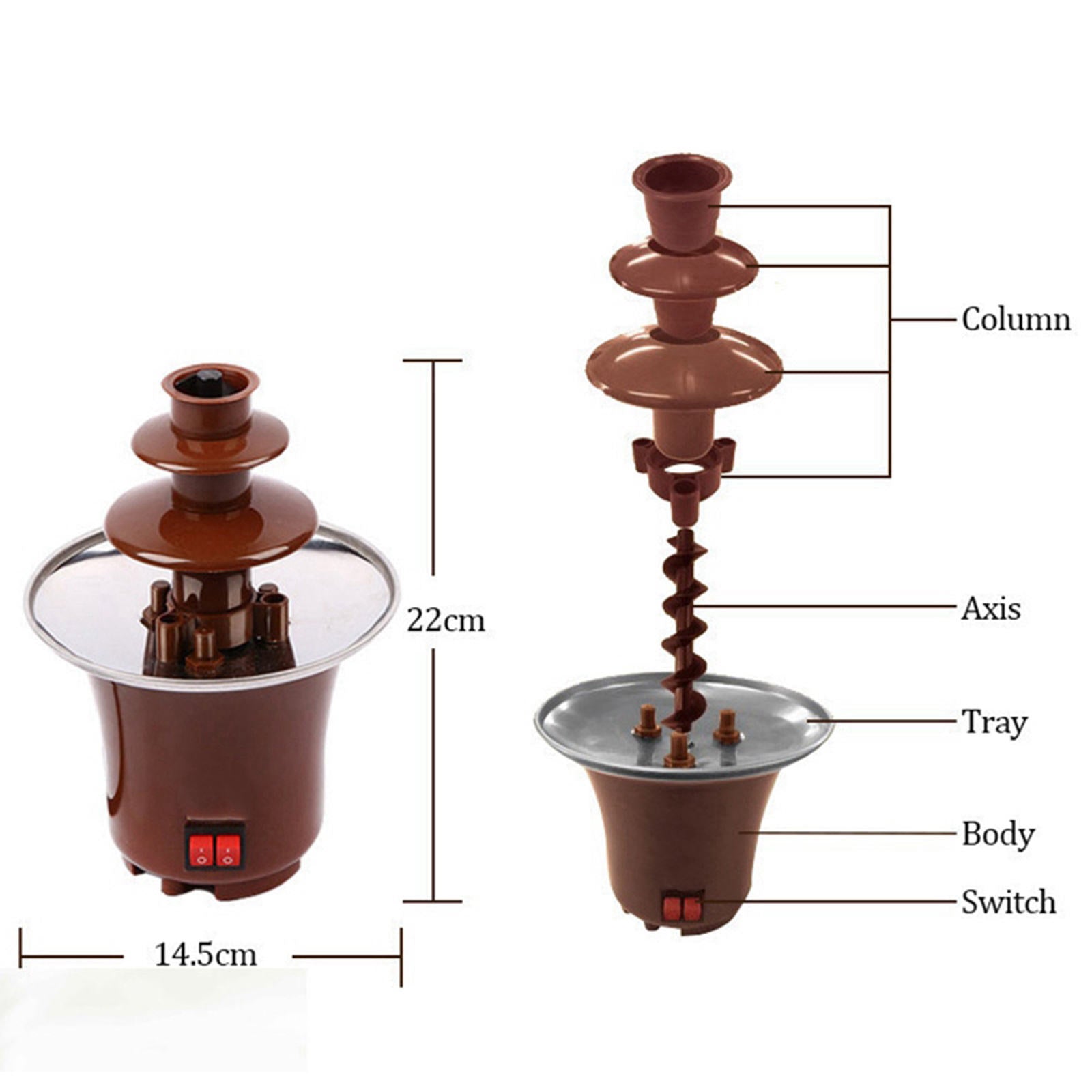 Chocolate Fondue Fountain Machine Easy to Assemble 3 Tiers Nacho Cheese