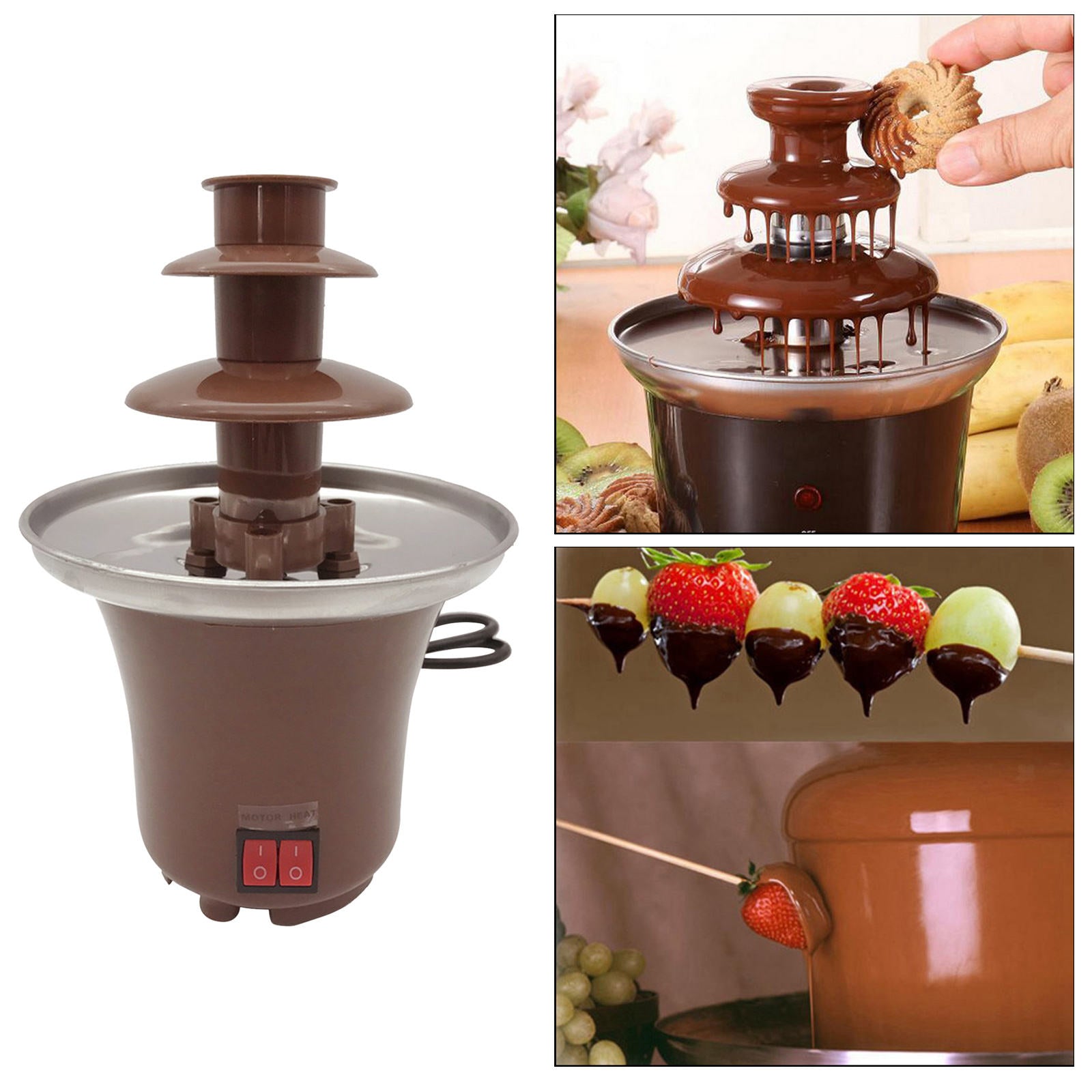 Chocolate Fondue Fountain Machine Easy to Assemble 3 Tiers Nacho Cheese