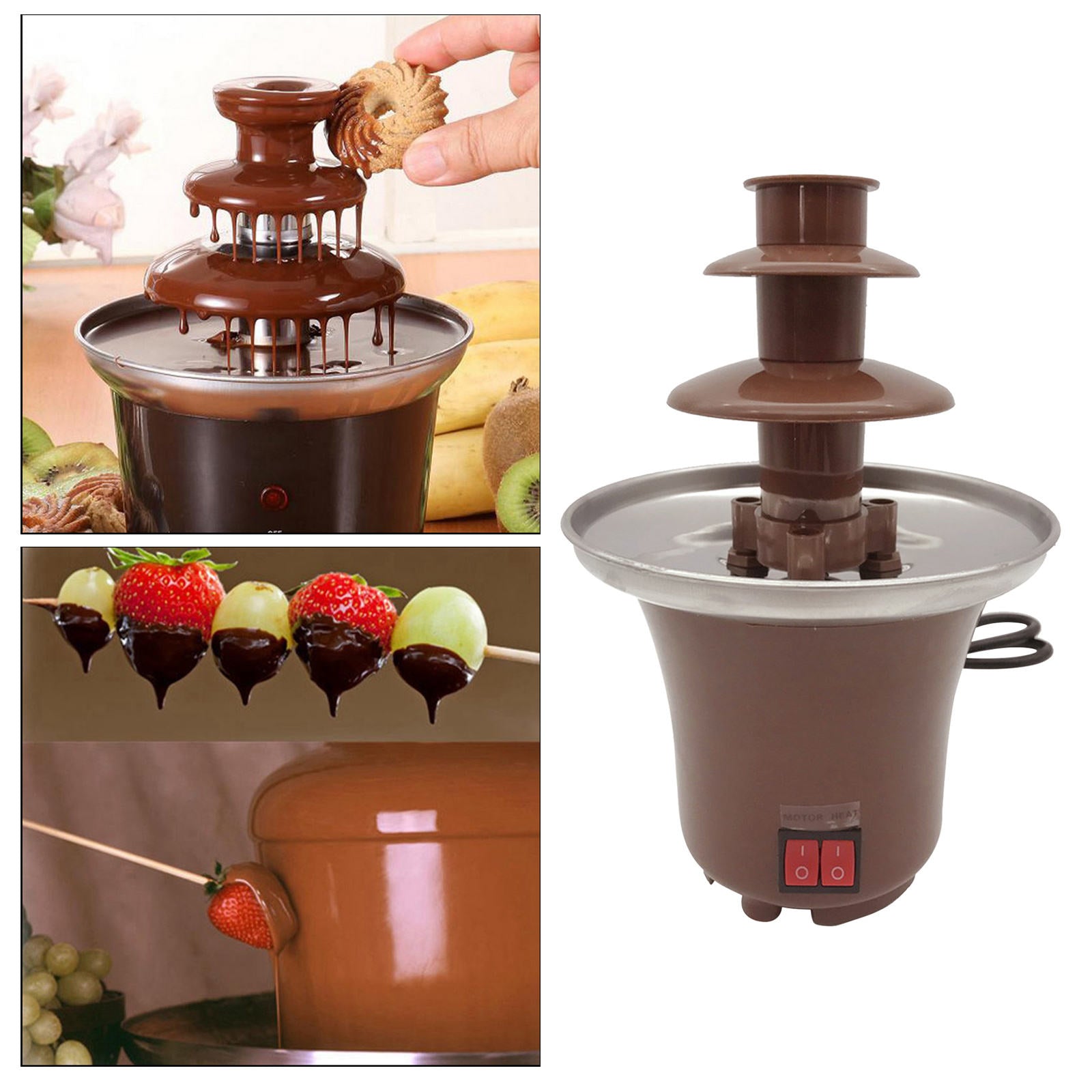 Chocolate Fondue Fountain Machine Easy to Assemble 3 Tiers Nacho Cheese