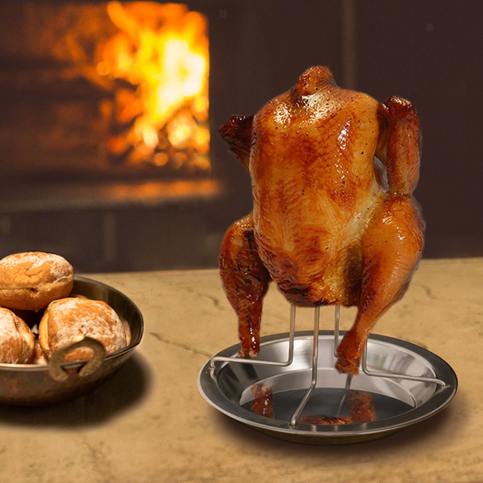 Vertical Chicken Roasting Roaster Stand Holder Rack Barbecue Grill Gift