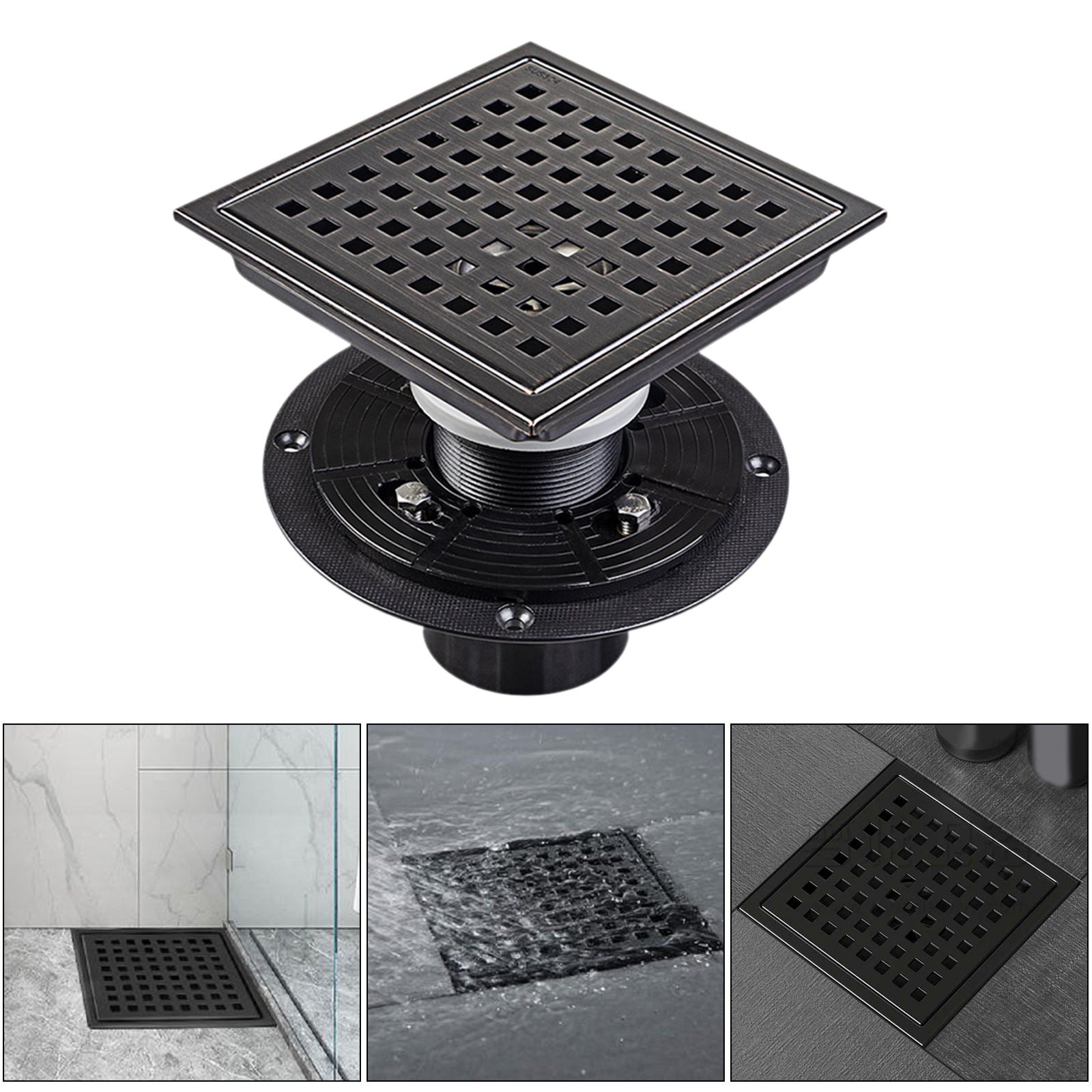 Square Shower Floor Drain Floor Waste Grates with Flange Grid Grate Balcony