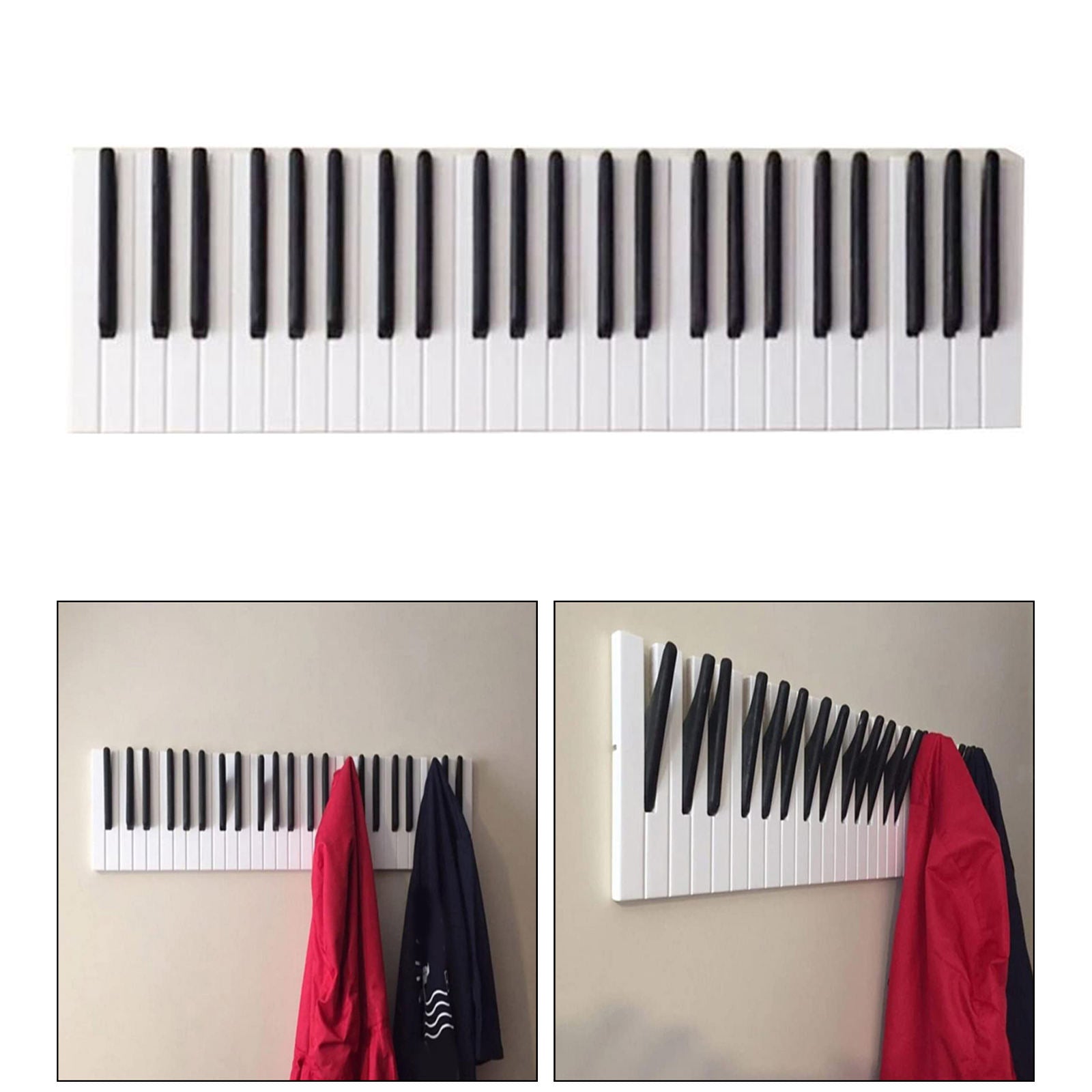 Wooden Piano Hooks Coat Rack Home Keys Towel Purse Robes Hook Rail Decor