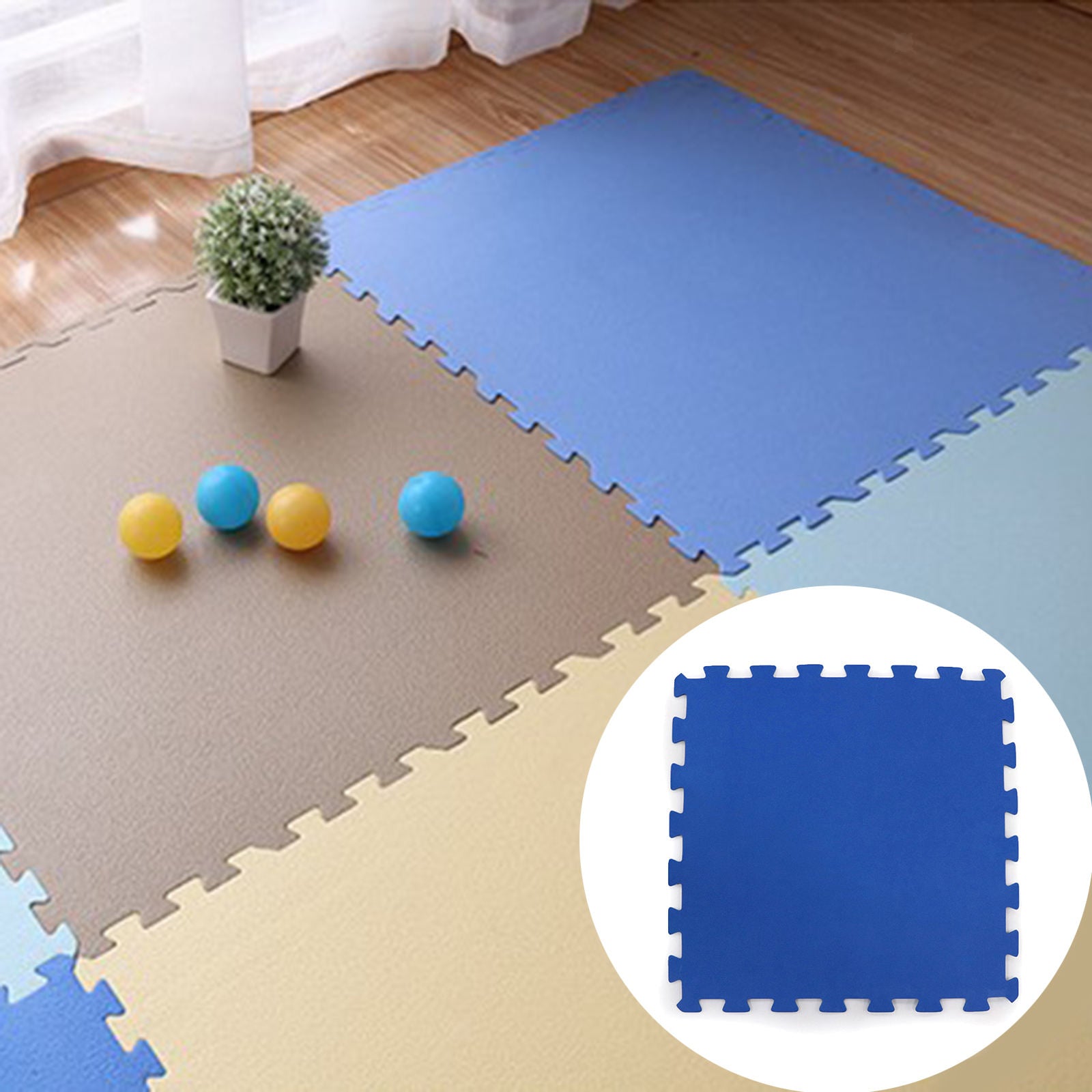 12 Pack Puzzle Exerciser Mat Soft Comfortable Padding Tiles for Bay Window