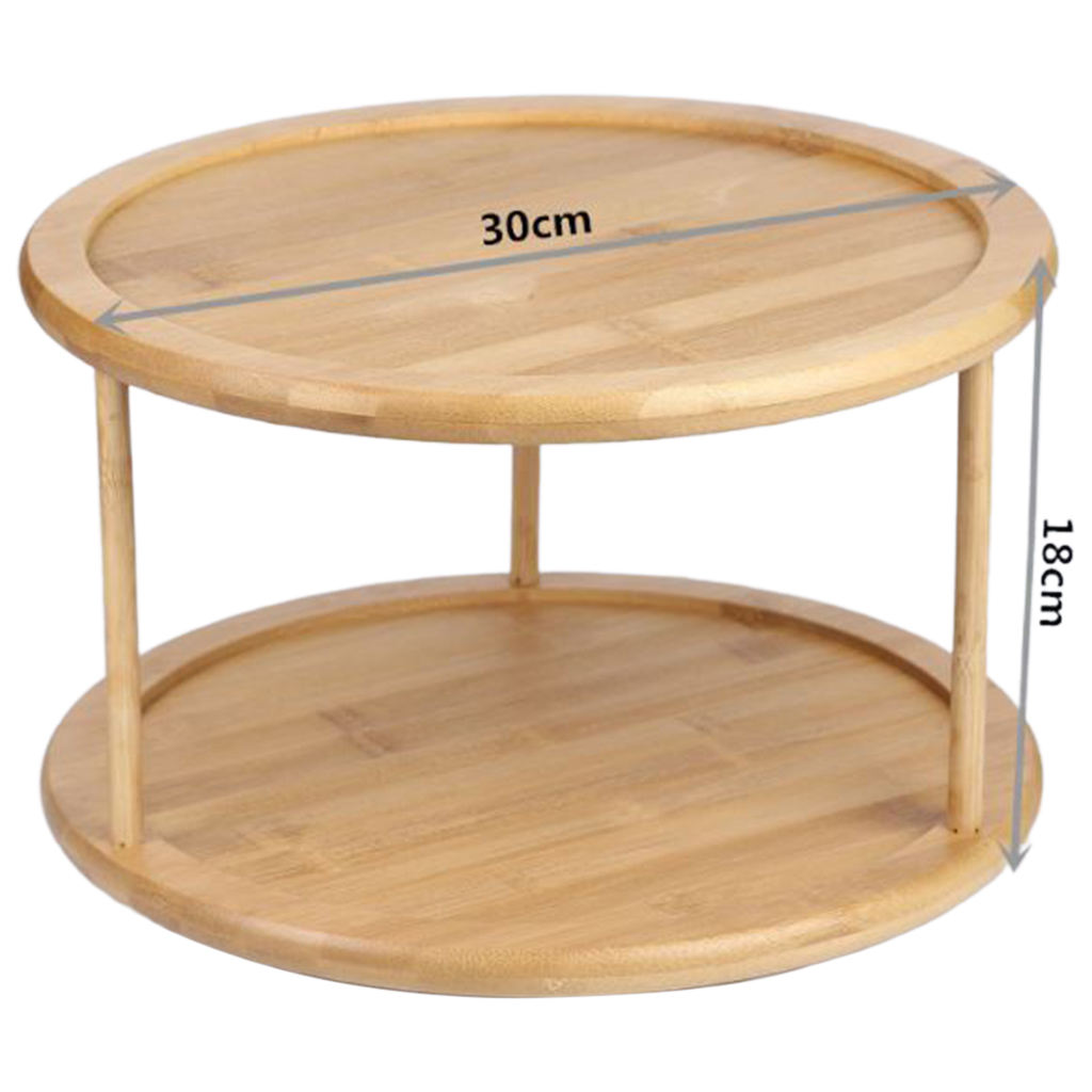 Bamboo Wood Spice Rack 12" 360 Degree Organizer for Cabinet Countertop