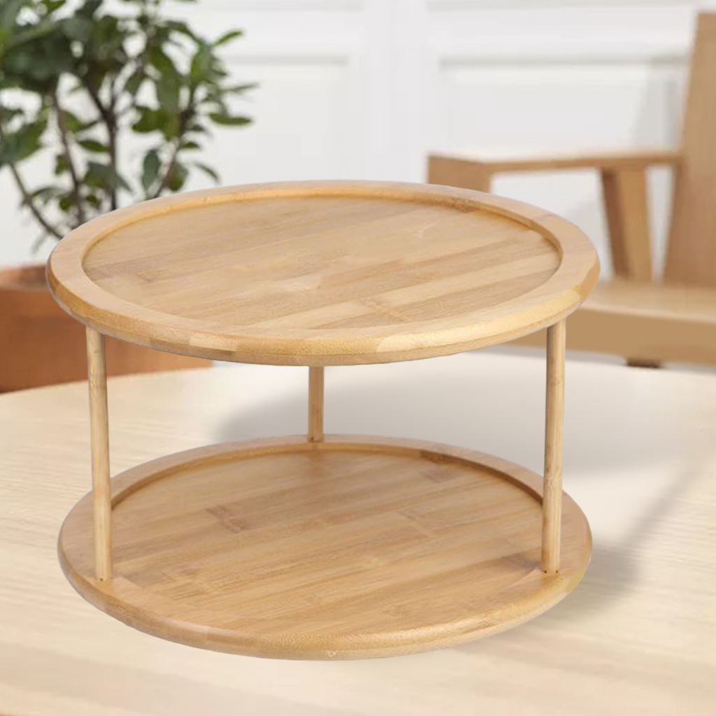 Bamboo Wood Spice Rack 12" 360 Degree Organizer for Cabinet Countertop