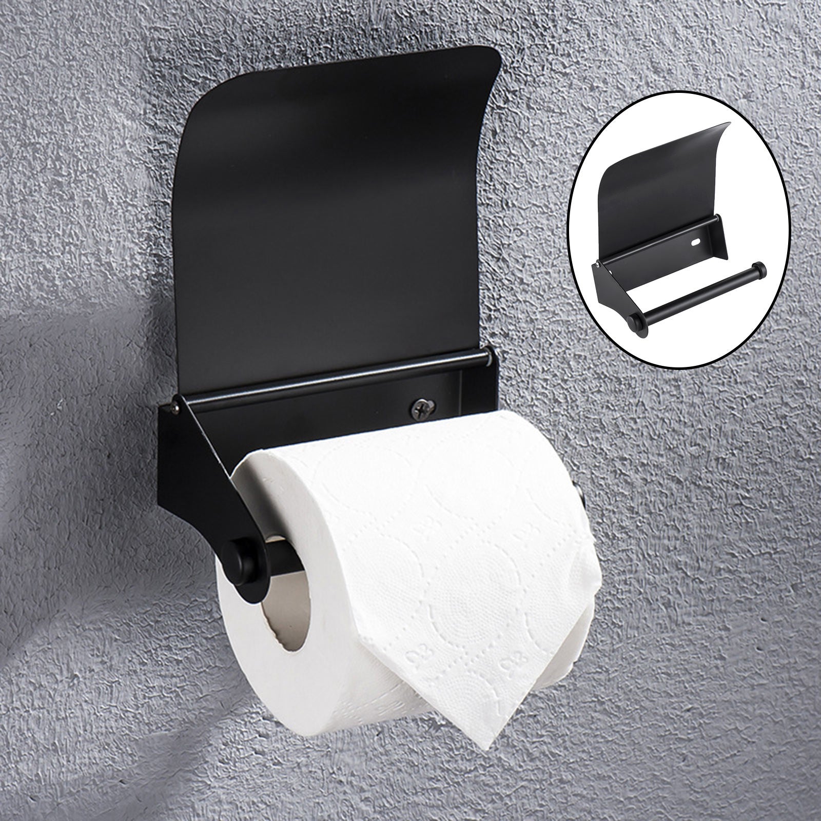 Bathroom Stainless Steel Black Toilet Roll Paper Holder Tissue Dispenser