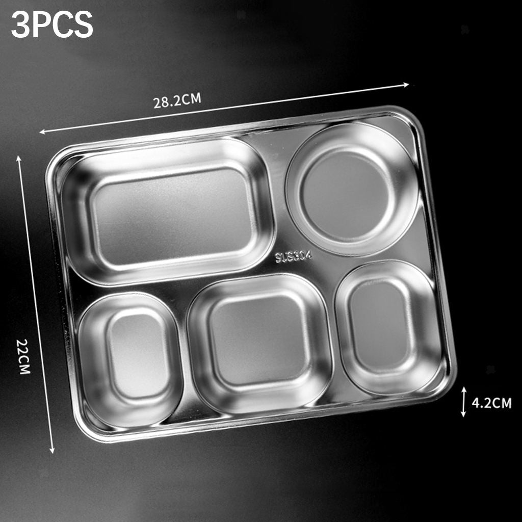 3 PCS Compartment Dinner Tray Mess Tray Food Plate Dish for Canteen Camping