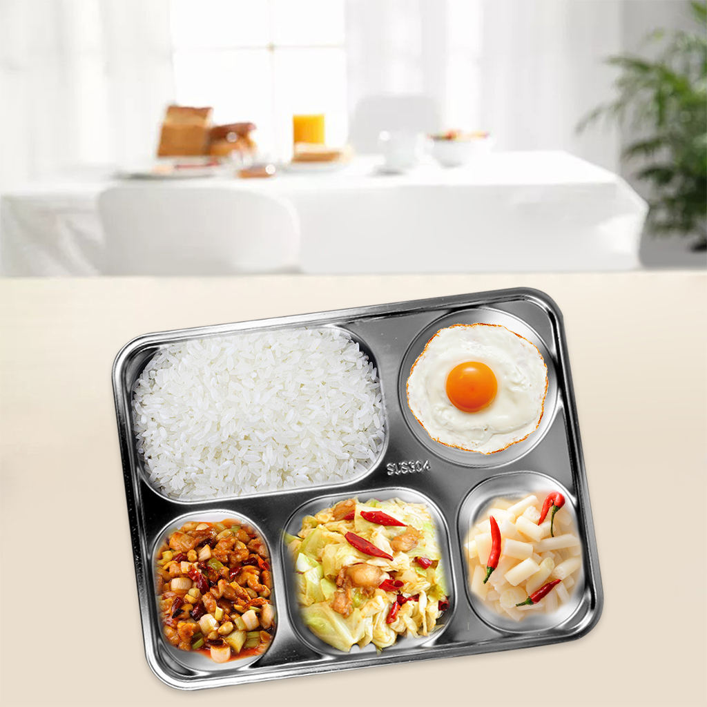 3 PCS Compartment Dinner Tray Mess Tray Food Plate Dish for Canteen Camping