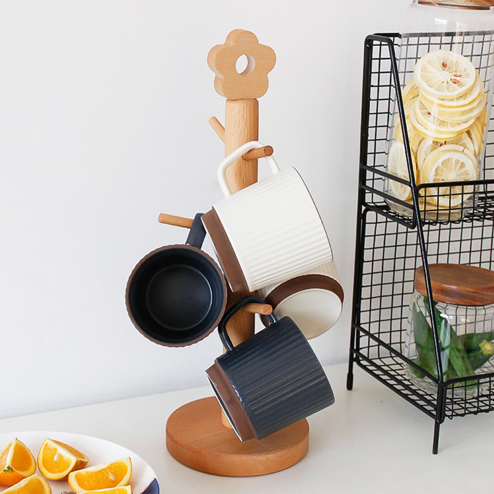 Tree Shape Wood Cup Holder Coffee Tea Mug Storage Rack Stand Cup Shelf