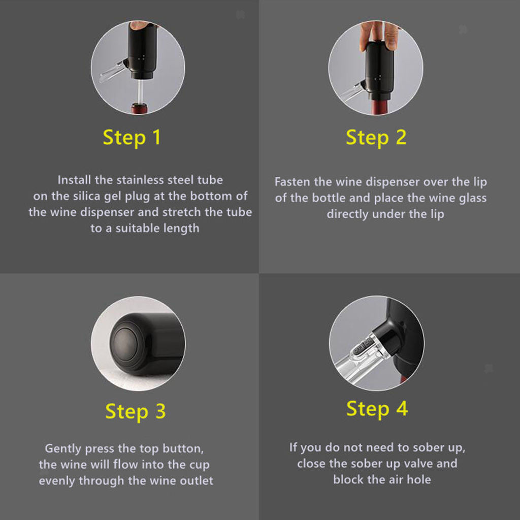 Electric Wine Aerator Pourer with Retractable Tube Dispenser Pump for Lovers