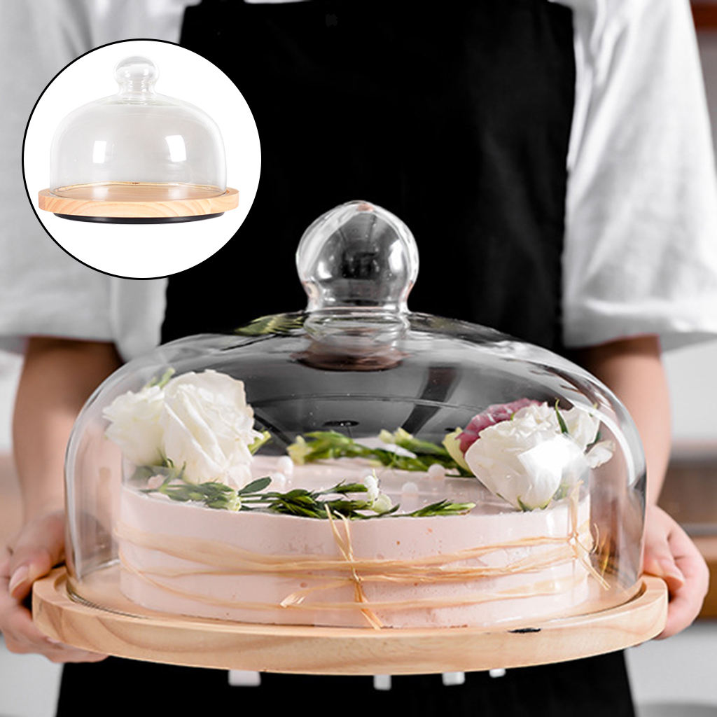 Cake Tray Dome Rotating Glass Cover Retro Display Holder for Fair