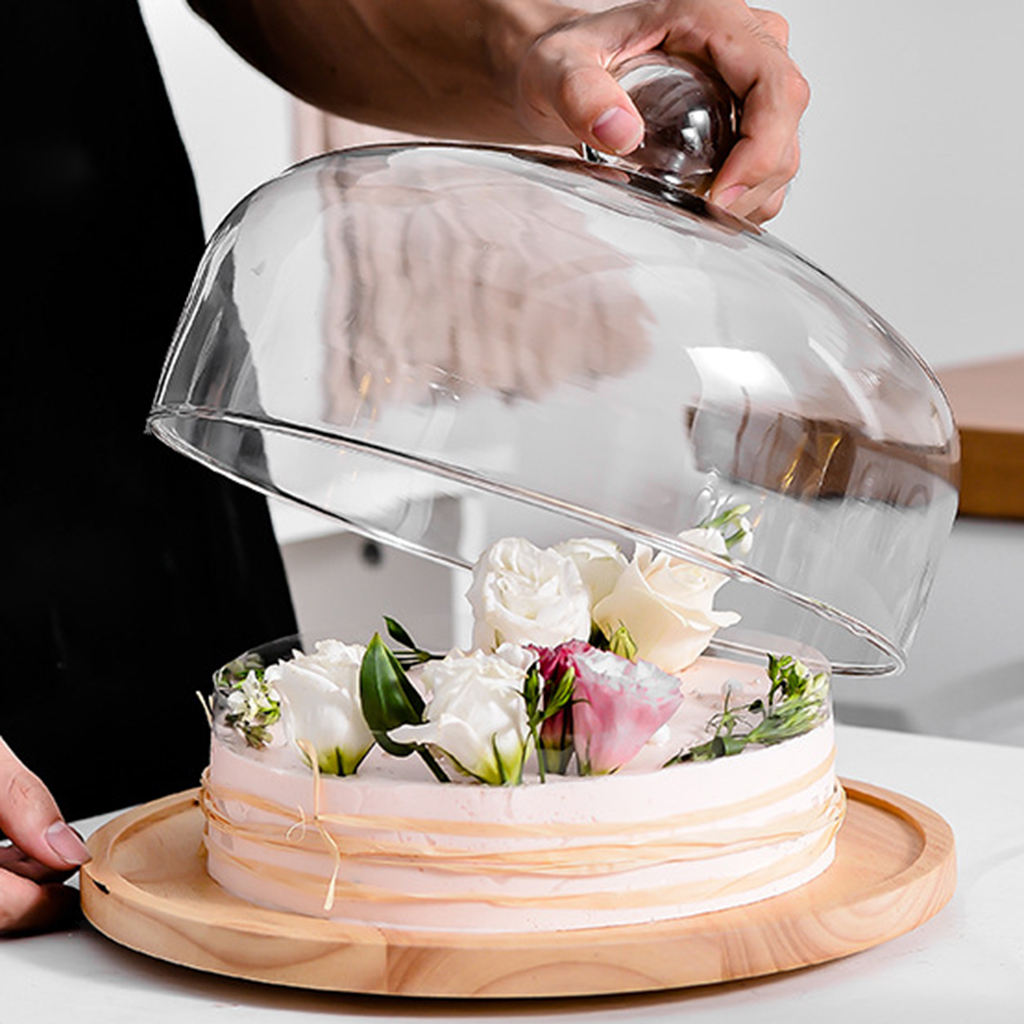 Cake Tray Dome Rotating Glass Cover Retro Display Holder for Fair