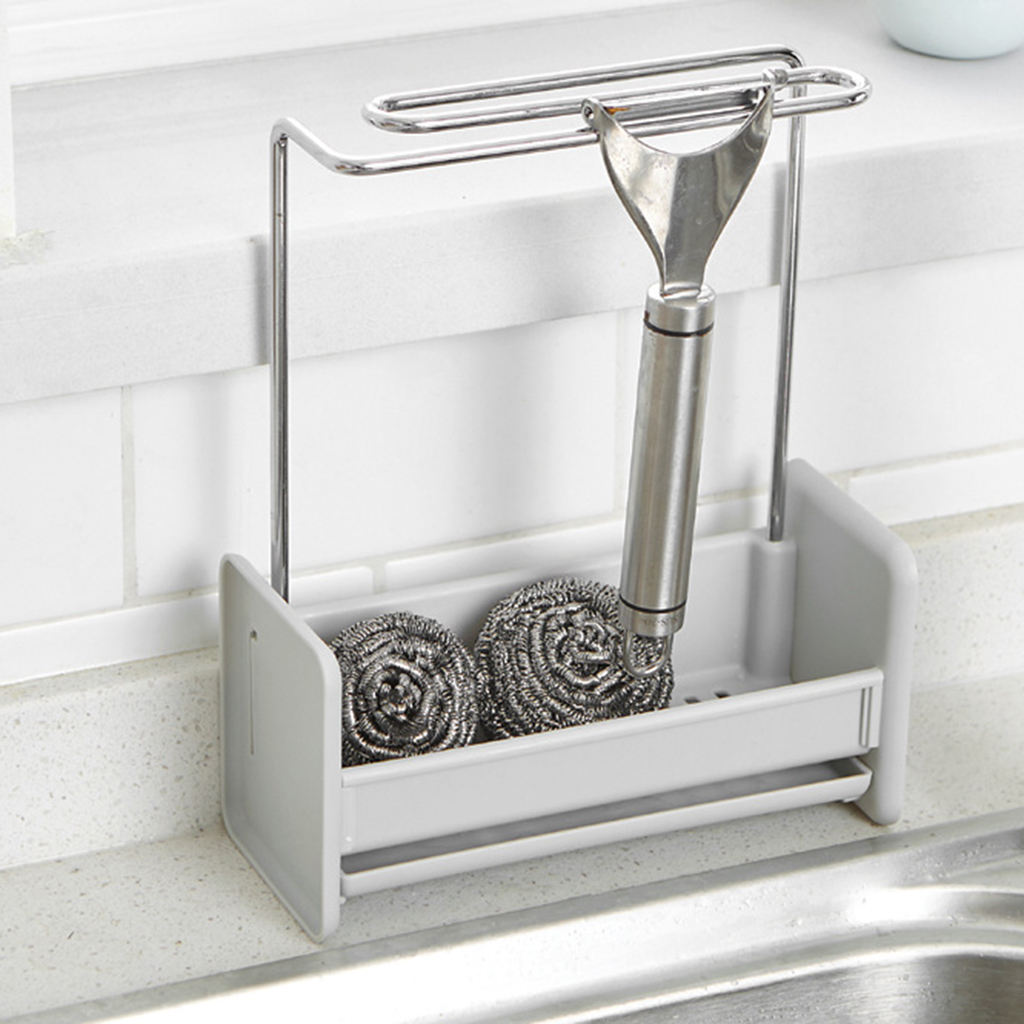Kitchen Sink Caddy Sponge Holder with Drain Tray Sponge Holder for Kitchen