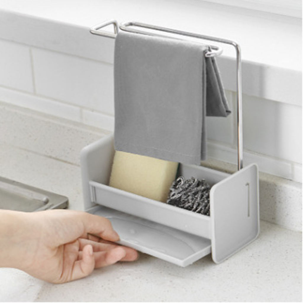 Kitchen Sink Caddy Sponge Holder with Drain Tray Sponge Holder for Kitchen