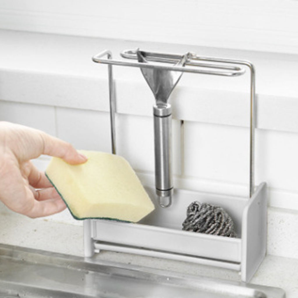 Kitchen Sink Caddy Sponge Holder with Drain Tray Sponge Holder for Kitchen