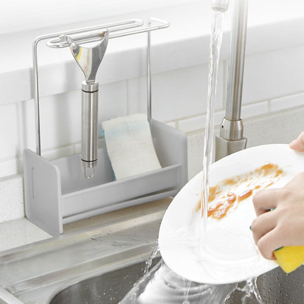 Kitchen Sink Caddy Sponge Holder with Drain Tray Sponge Holder for Kitchen