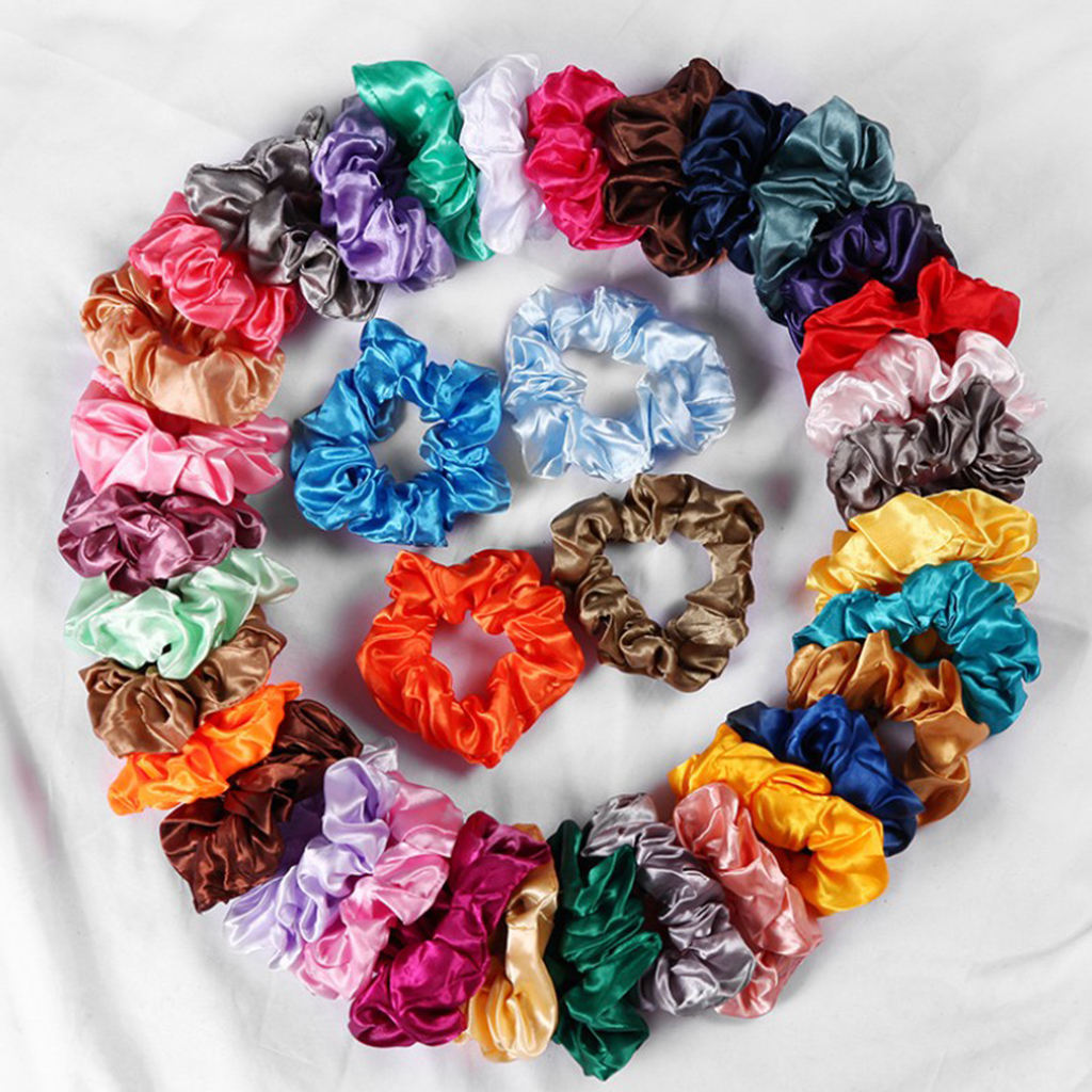 Wholesale 100Pack Satin Scrunchies Elastic Hairband Girls Bobble Hair Ties