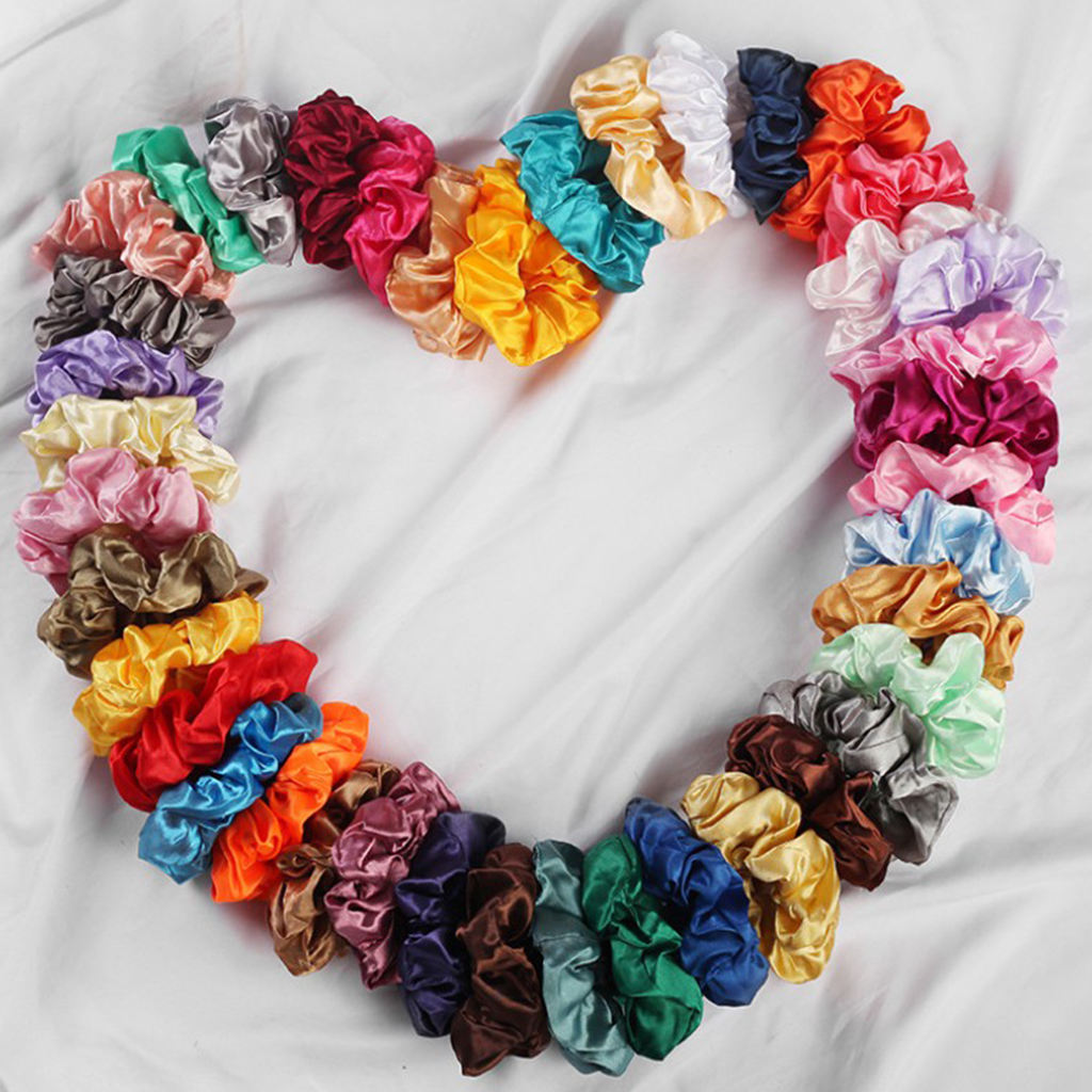 Wholesale 100Pack Satin Scrunchies Elastic Hairband Girls Bobble Hair Ties