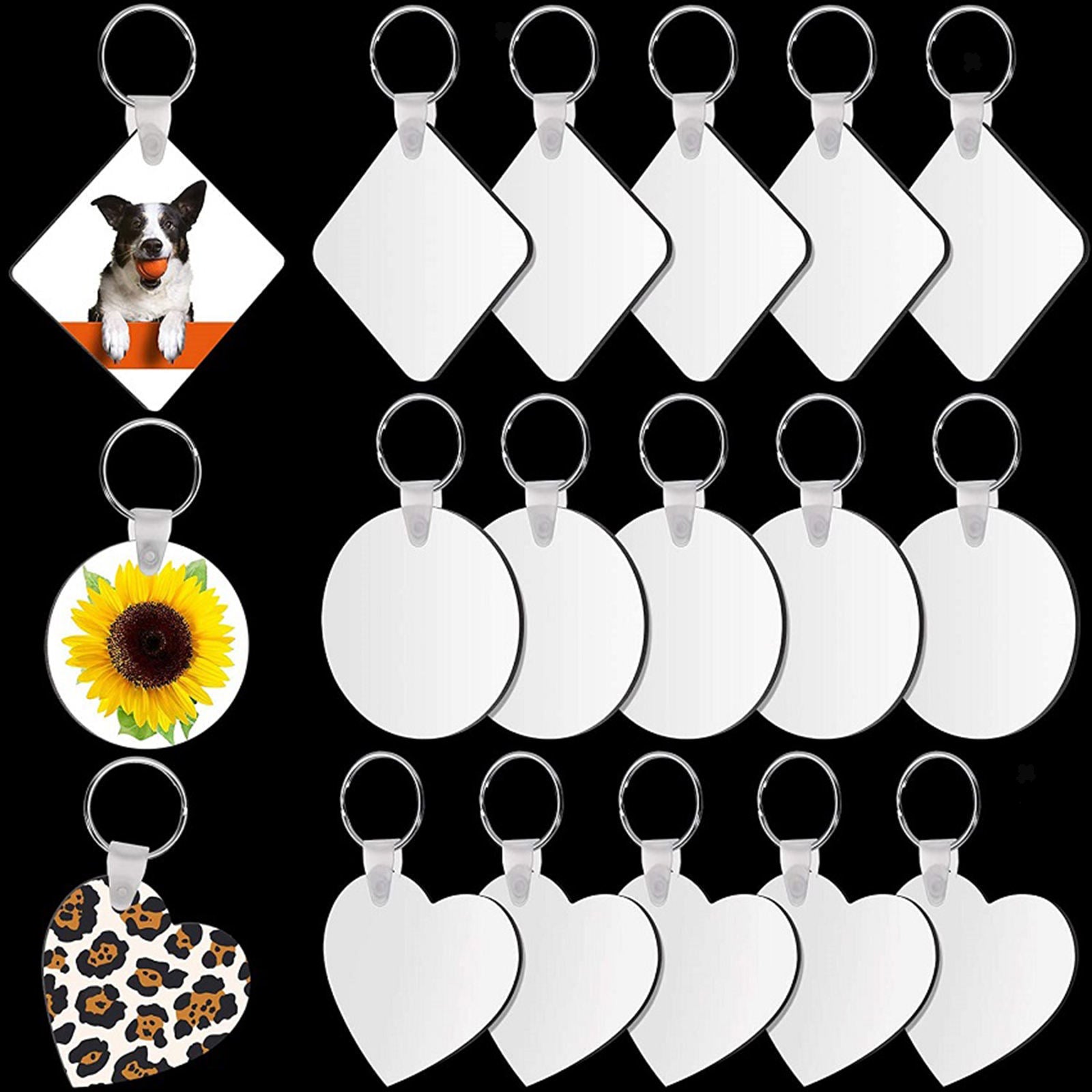 30 Sublimation Blank Keychain Heat Transfer DIY Double-Side Printed