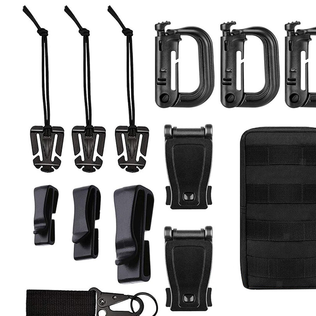 13Pieces Molle Attachments for D-Ring Clip Lock Keyring Holder Outdoor Tools