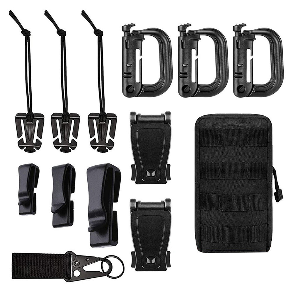 13Pieces Molle Attachments for D-Ring Clip Lock Keyring Holder Outdoor Tools