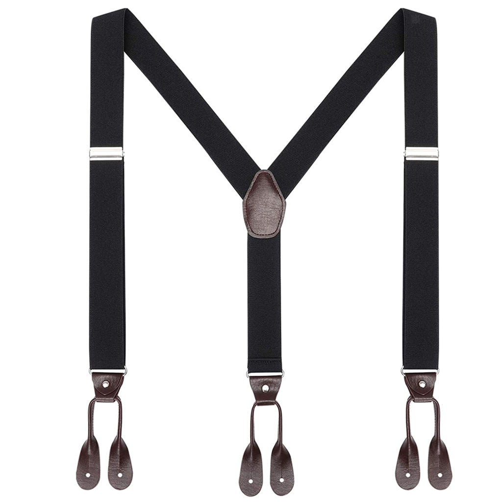 Mens Button End Suspenders Y-Back Adjustable Elastic Trousers Clothing